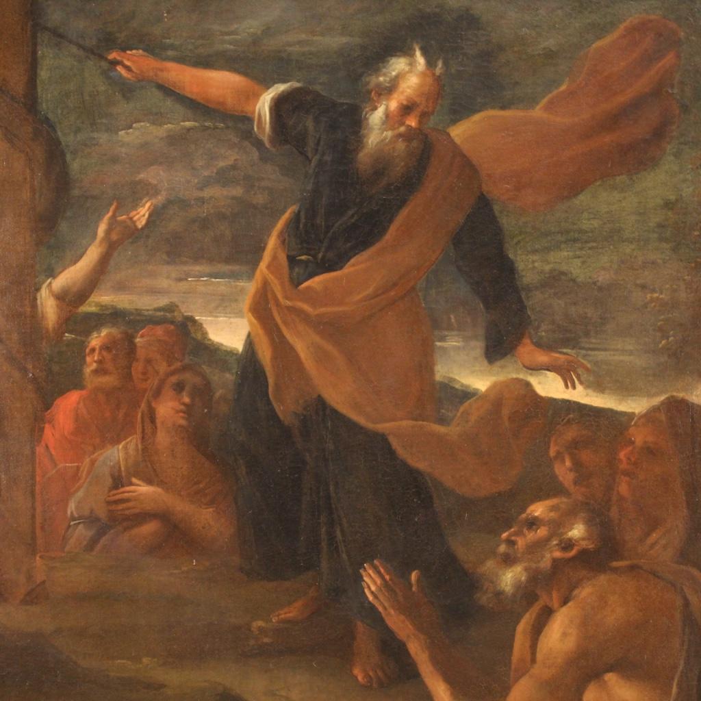 18th Century Oil on Canvas Italian Religious Painting Moses, 1720 7