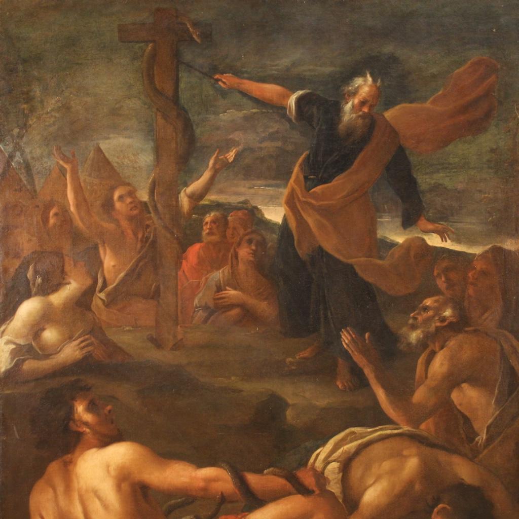 18th Century Oil on Canvas Italian Religious Painting Moses, 1720 1