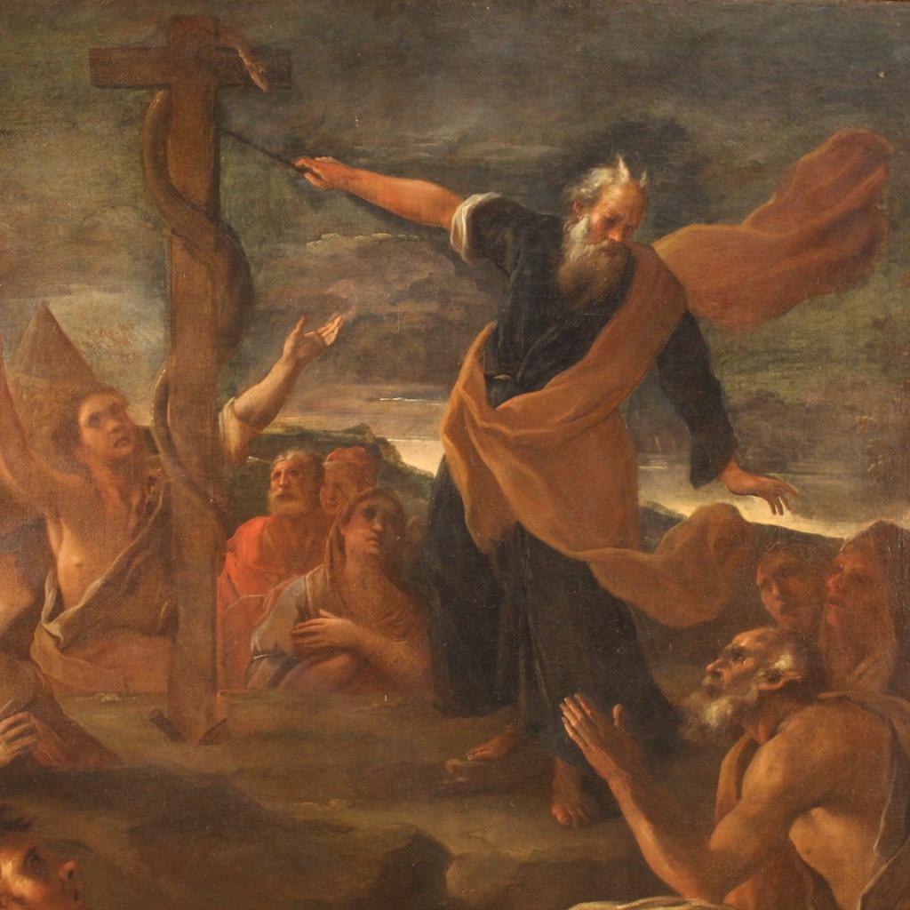 18th Century Oil on Canvas Italian Religious Painting Moses, 1720 4