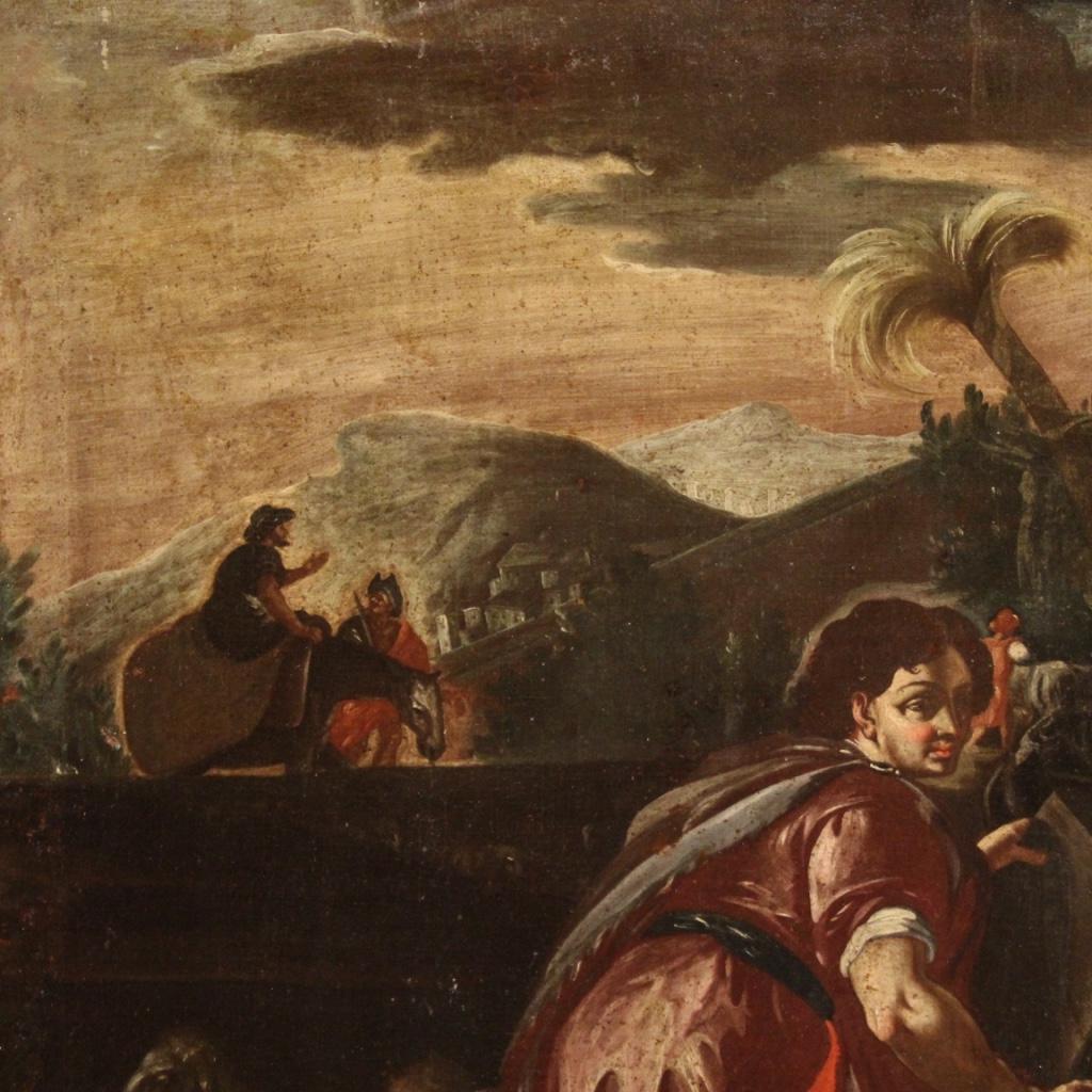 18th Century Oil on Canvas Italian Religious Painting Rachel and Jacob, 1720 10