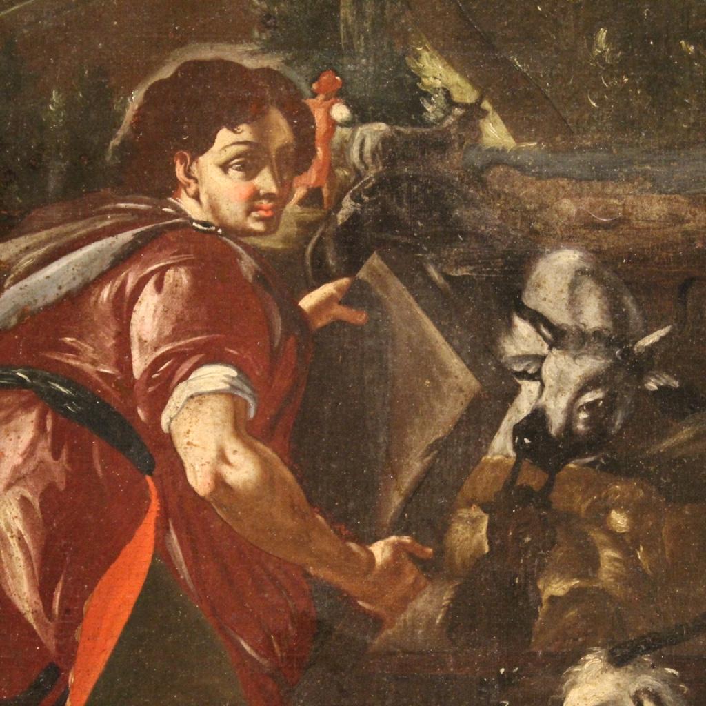 18th Century Oil on Canvas Italian Religious Painting Rachel and Jacob, 1720 1