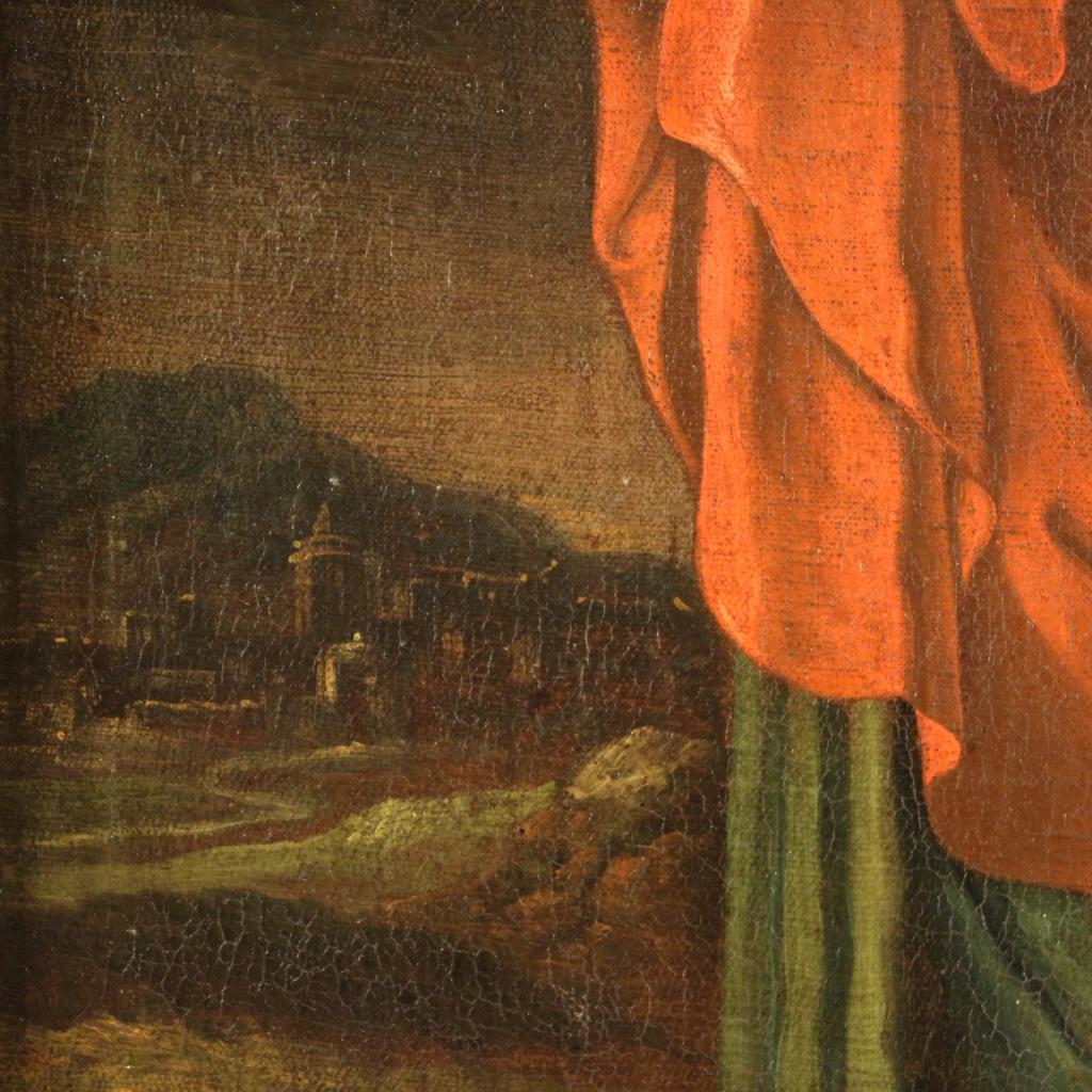 18th Century Oil on Canvas Italian Religious Painting Saint, 1720 3