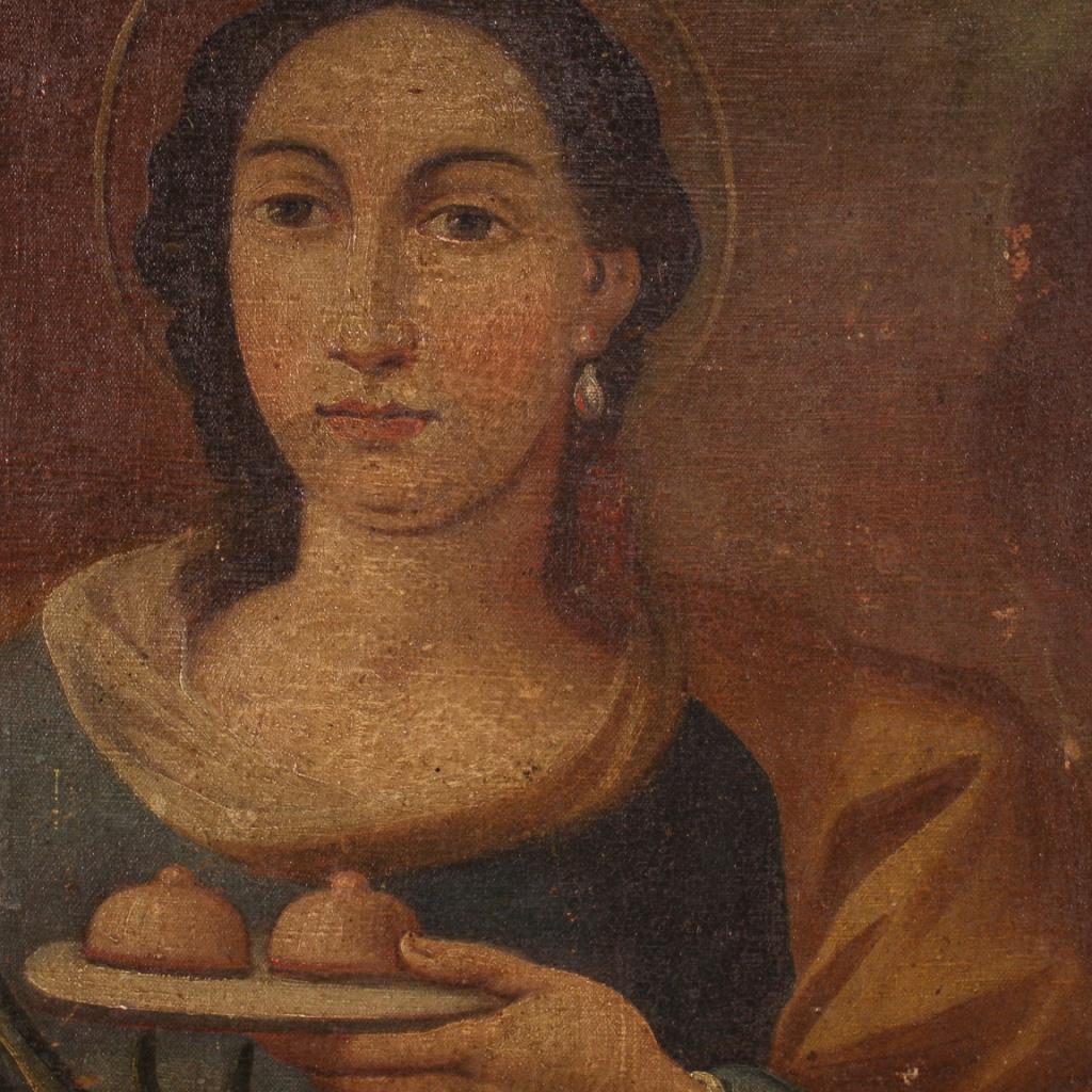 18th Century Oil on Canvas Italian Religious Painting Saint Agatha, 1770 7