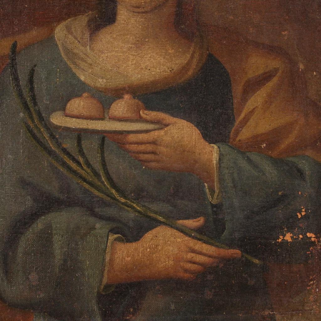 18th Century Oil on Canvas Italian Religious Painting Saint Agatha, 1770 1