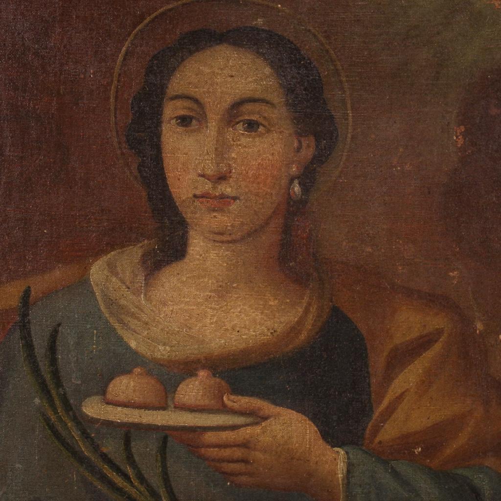 18th Century Oil on Canvas Italian Religious Painting Saint Agatha, 1770 2