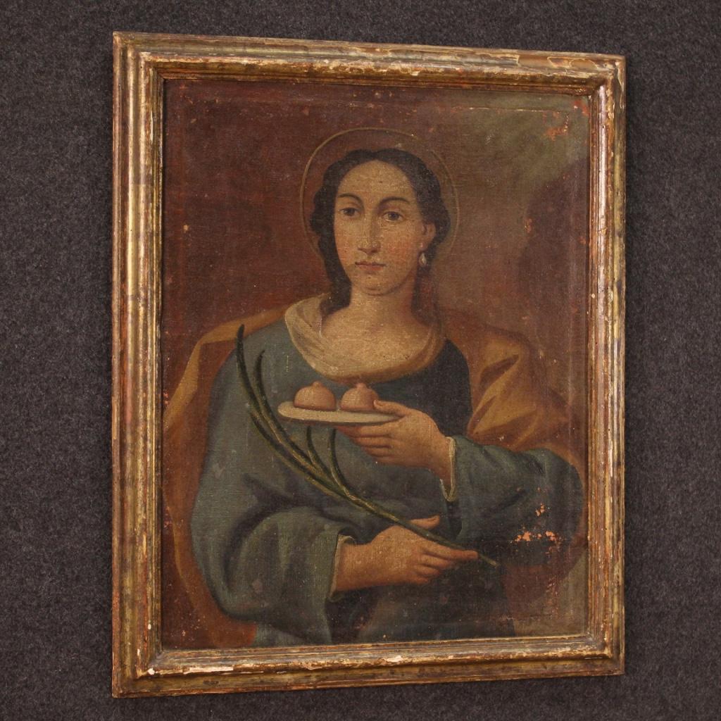 18th Century Oil on Canvas Italian Religious Painting Saint Agatha, 1770 4