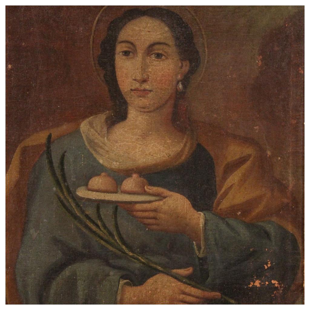 18th Century Oil on Canvas Italian Religious Painting Saint Agatha, 1770