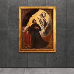 18th Century Oil on Canvas Italian Religious Painting Saint Anthony of Padua