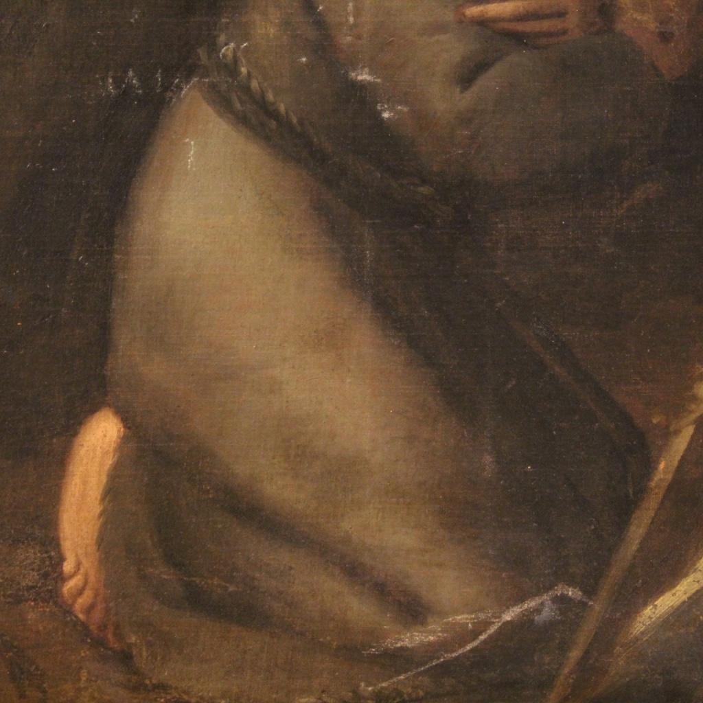 Huile sur toile italienne du 18ème siècle - Peinture religieuse italienne Saint François, 1720 en vente 7