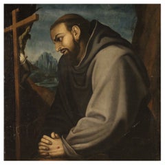 18th Century Oil on Canvas Italian Religious Painting Saint Francis, 1770