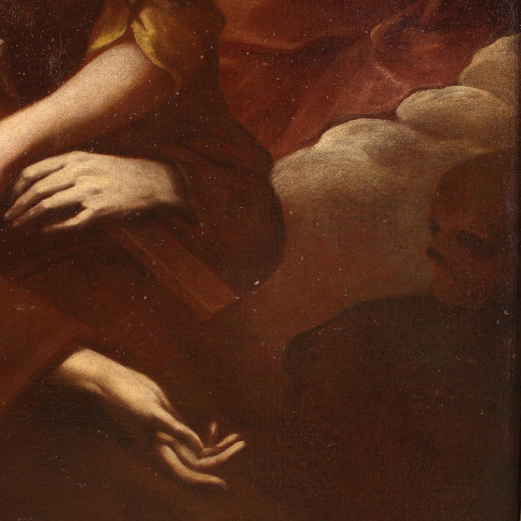 18th Century Oil on Canvas Italian Religious Painting Saint Francis in Ecstasy 7