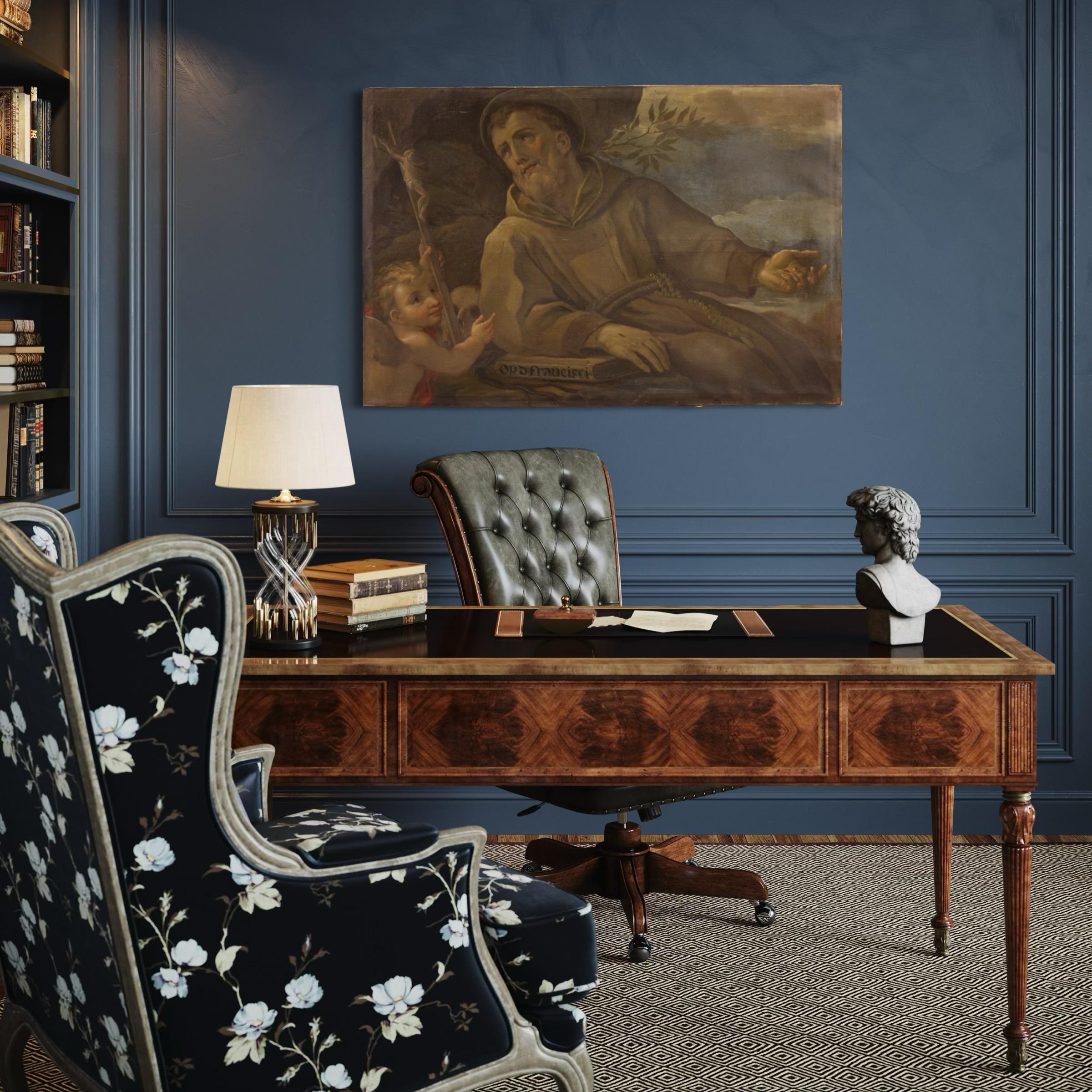 18. Jahrhundert Öl auf Leinwand Italienisches religiöses Gemälde Heiliger Franz von Assisi im Angebot 6