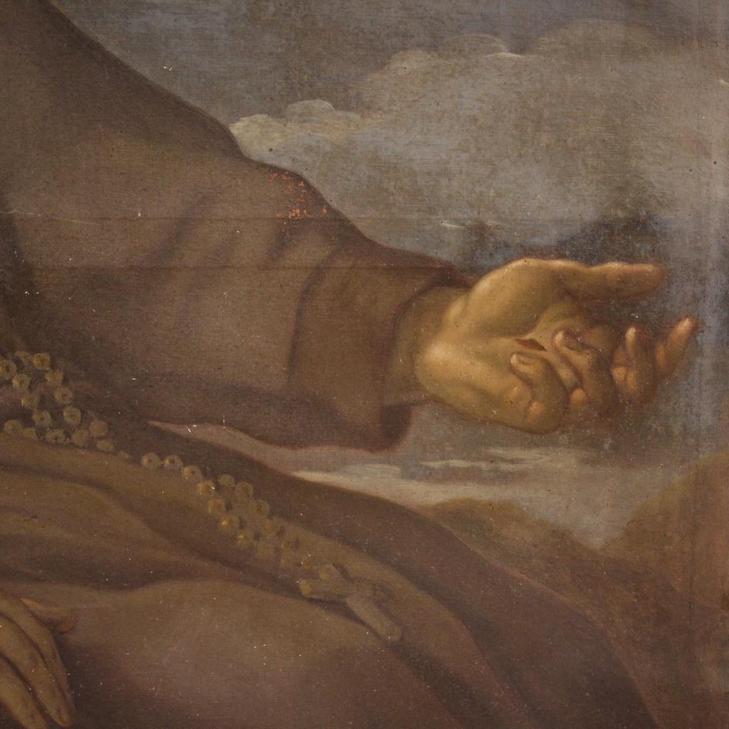 18. Jahrhundert Öl auf Leinwand Italienisches religiöses Gemälde Heiliger Franz von Assisi im Angebot 7