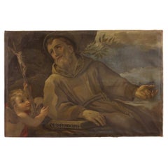 18. Jahrhundert Öl auf Leinwand Italienisches religiöses Gemälde Heiliger Franz von Assisi