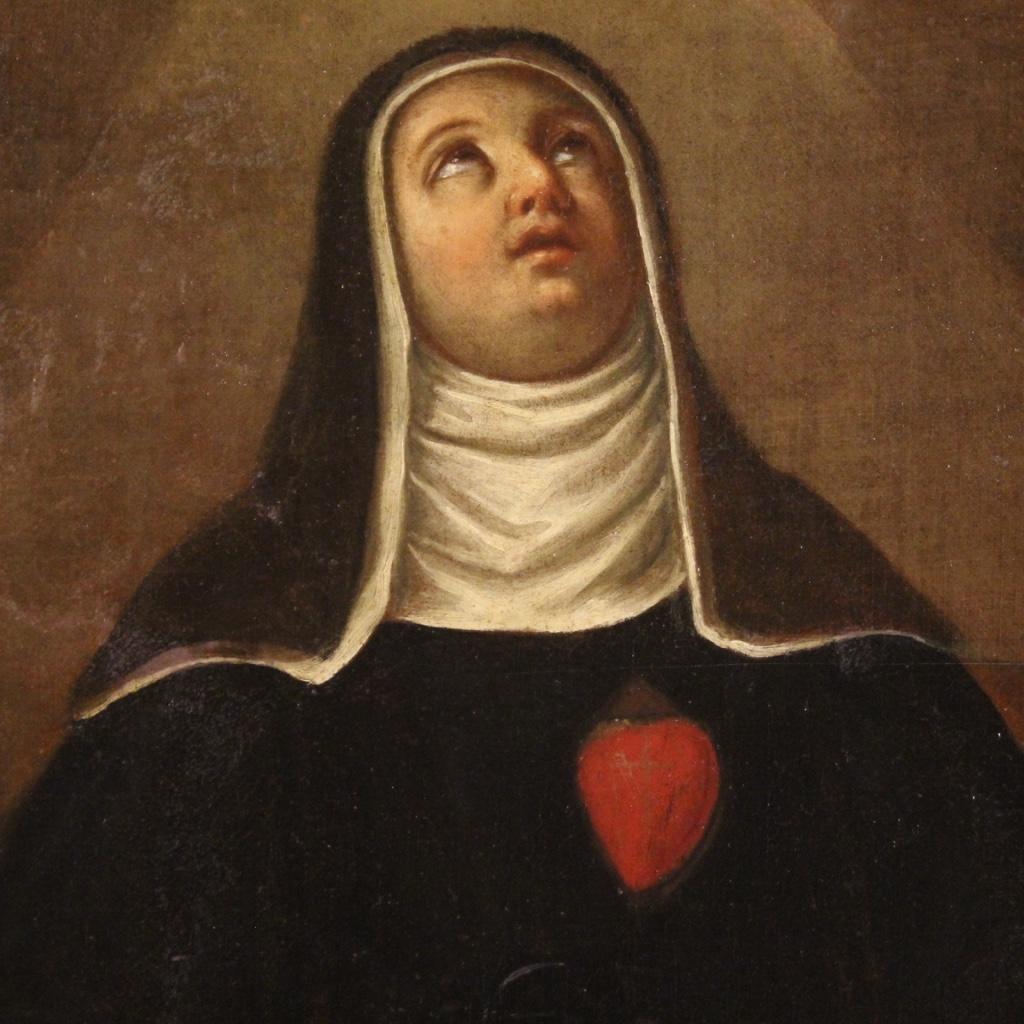 18th Century Oil on Canvas Italian Religious Painting Saint in Ecstasy, 1750 6