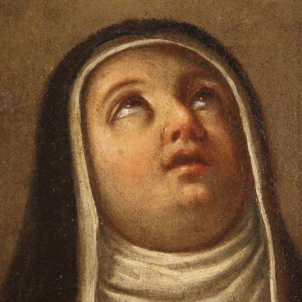 18th Century Oil on Canvas Italian Religious Painting Saint in Ecstasy, 1750 7