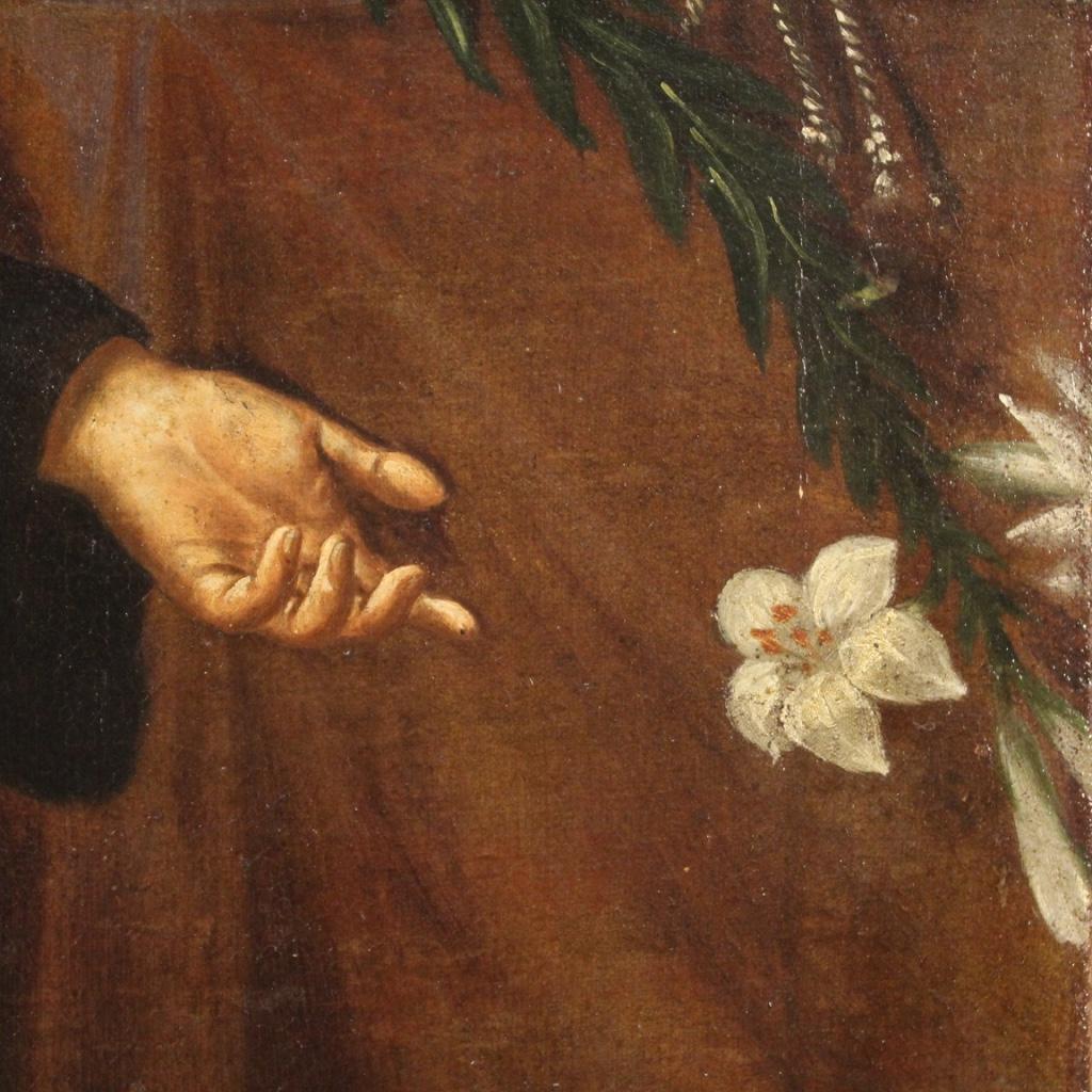 18th Century Oil on Canvas Italian Religious Painting Saint in Ecstasy, 1750 10