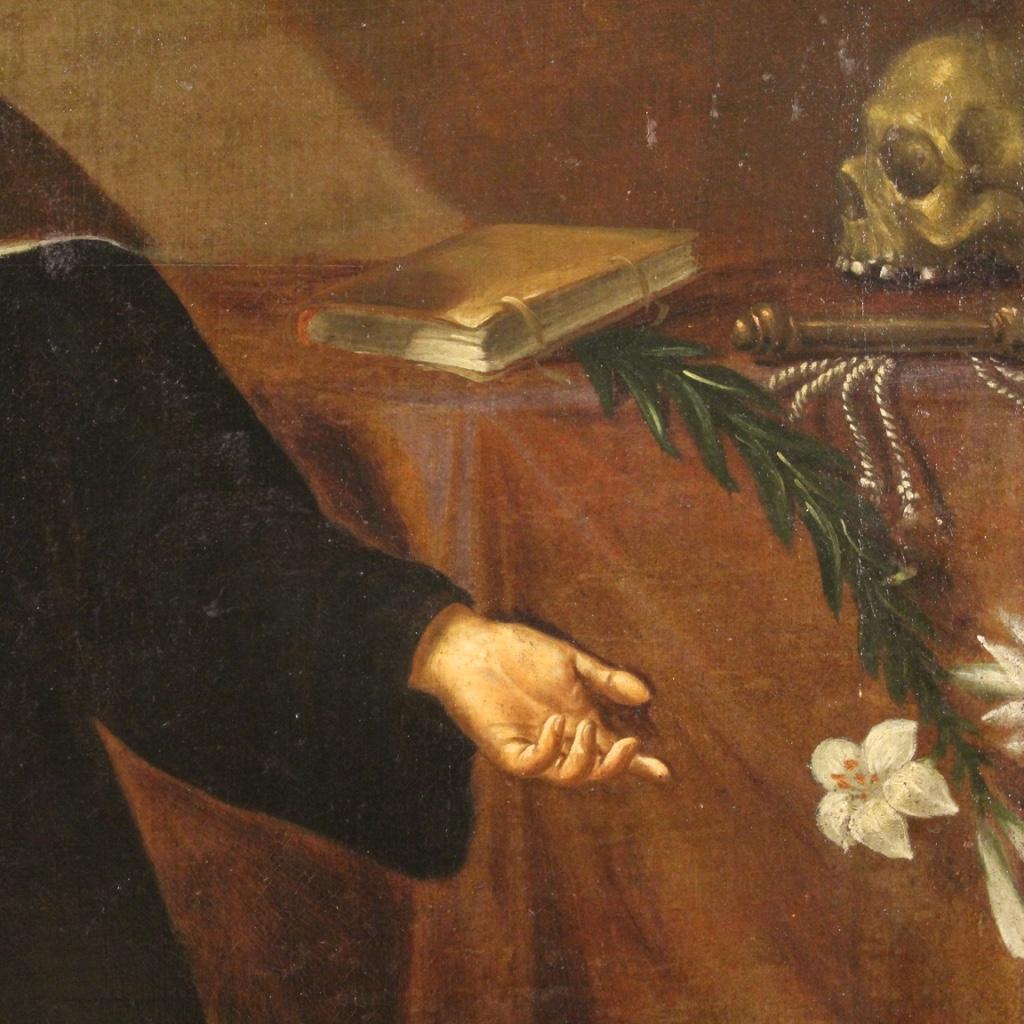 Mid-18th Century 18th Century Oil on Canvas Italian Religious Painting Saint in Ecstasy, 1750