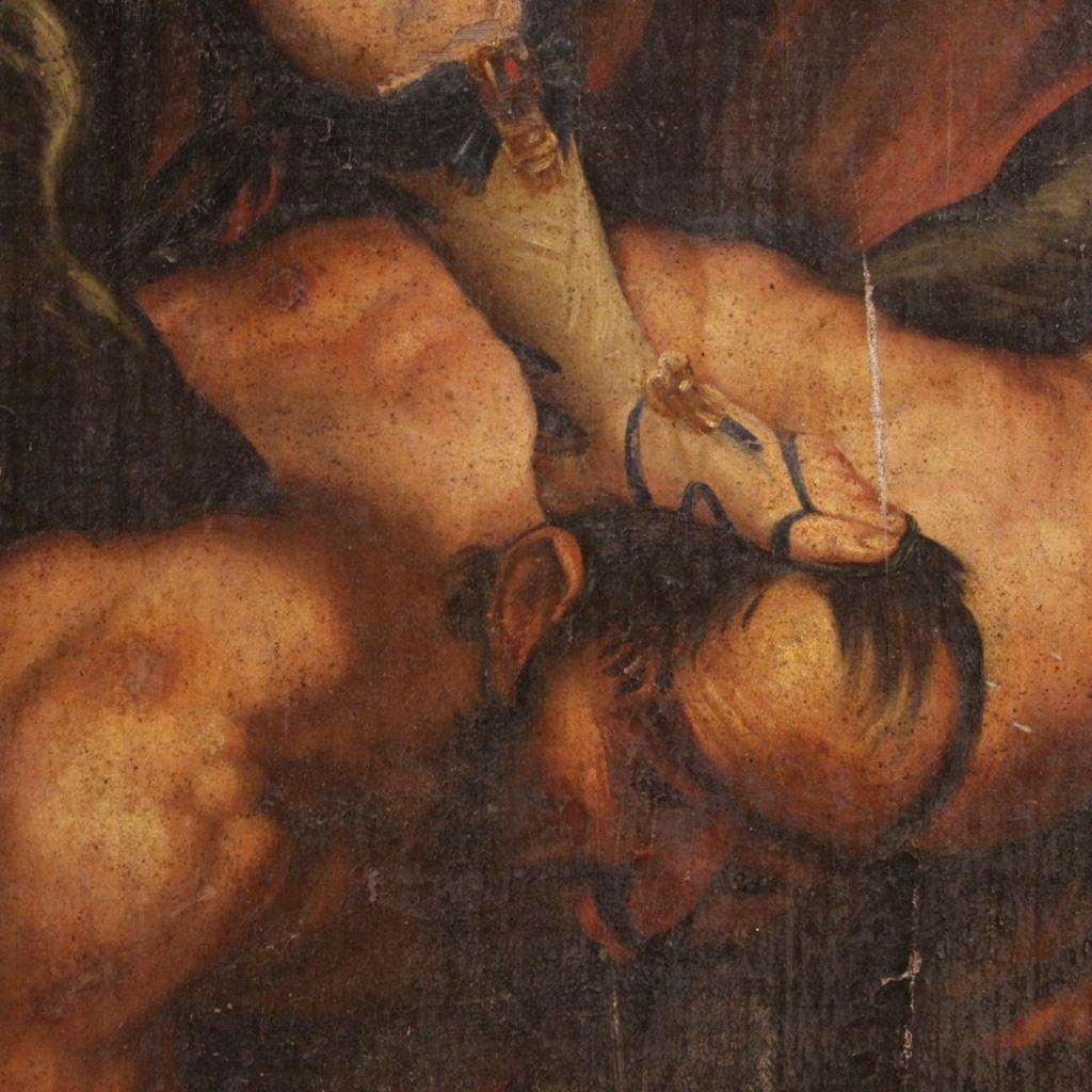 18th Century Oil on Canvas Italian Religious Painting Saint Michael, 1730 8