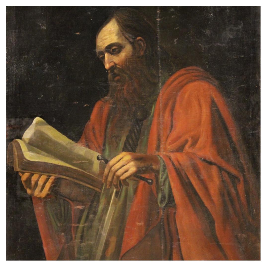 18th Century Oil on Canvas Italian Religious Painting Saint Paul Apostle, 1730