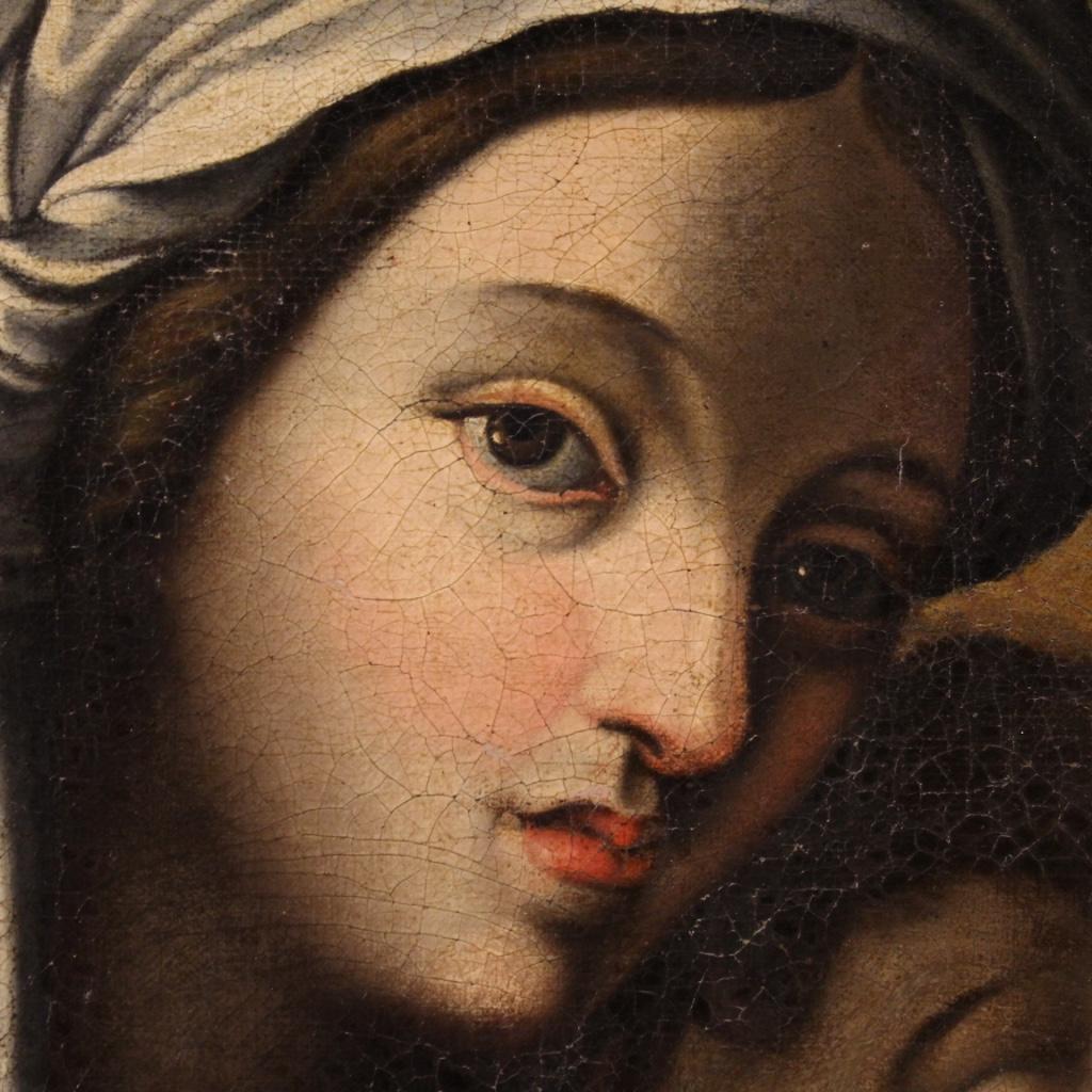 18th Century Oil on Canvas Italian Religious Painting Virgin with Child, 1720 5