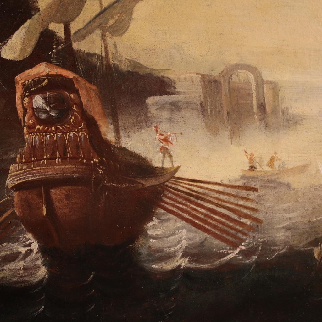 18th Century Oil on Canvas Italian Seascape Painting, 1720 in vendita 5