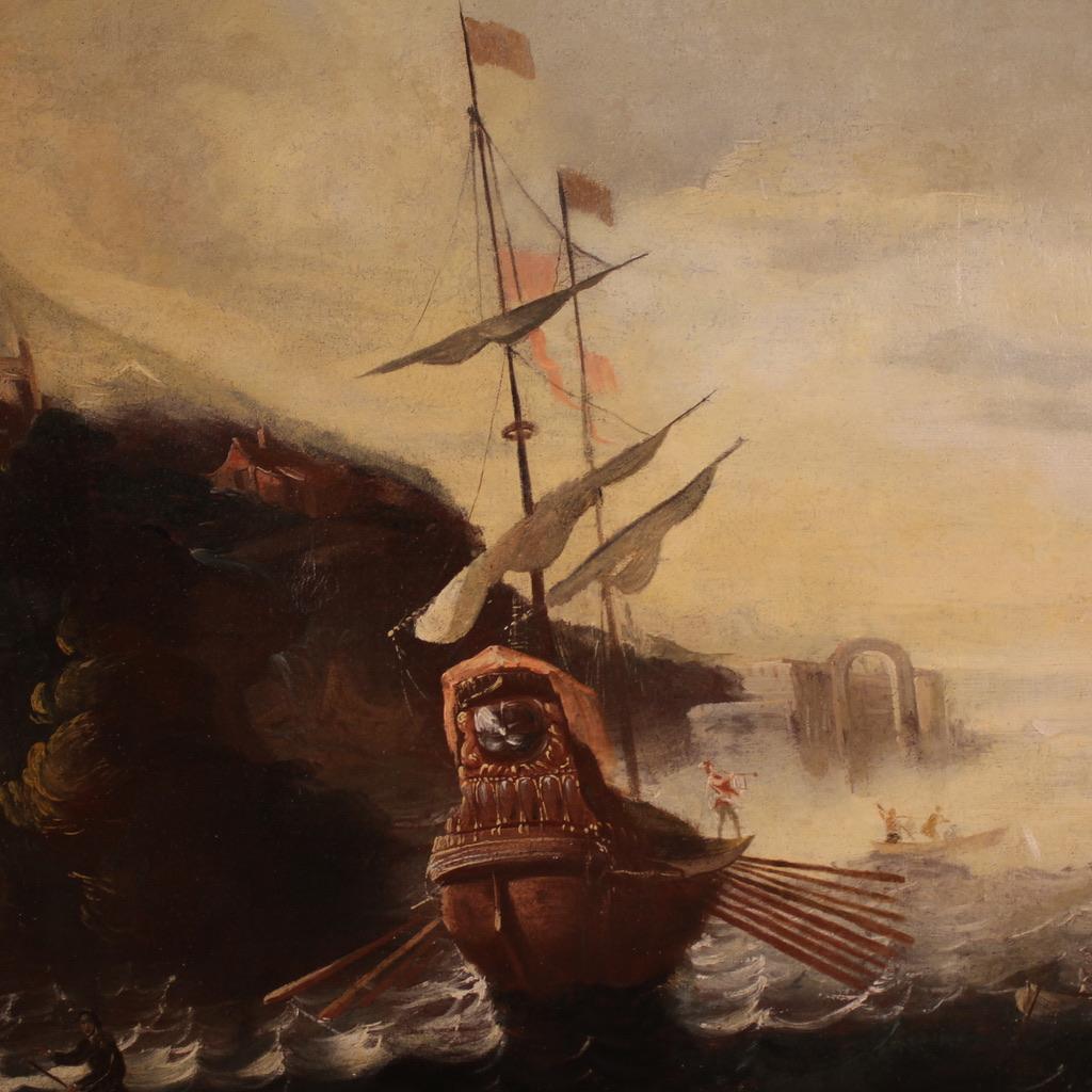 18th Century Oil on Canvas Italian Seascape Painting, 1720 in vendita 2