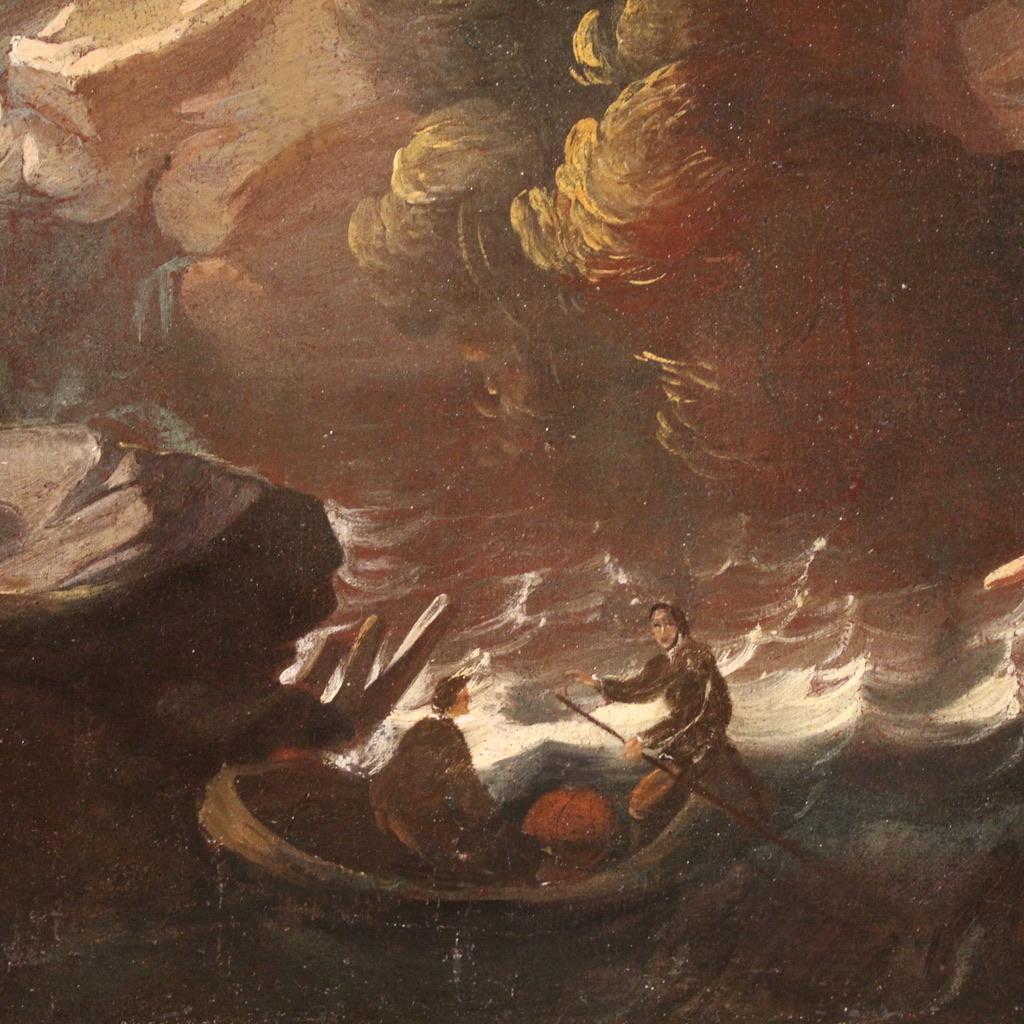 18th Century Oil on Canvas Italian Seascape Painting, 1720 in vendita 3