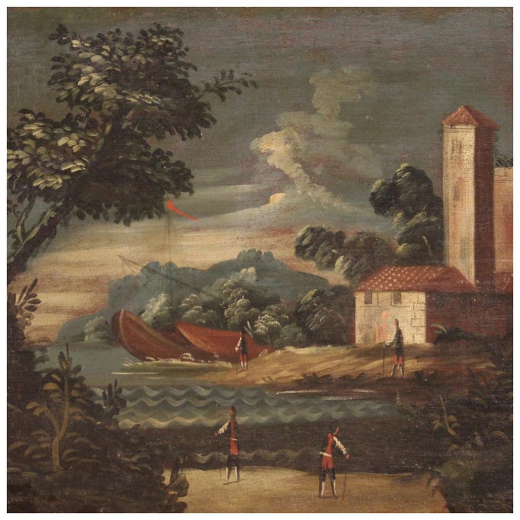 18th Century Oil on Canvas Italian Seascape Painting, 1770