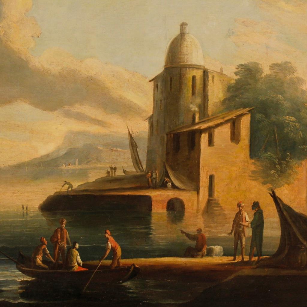 18th Century Oil on Canvas Italian Seascapes Pair of Paintings, 1780 In Good Condition In Vicoforte, Piedmont