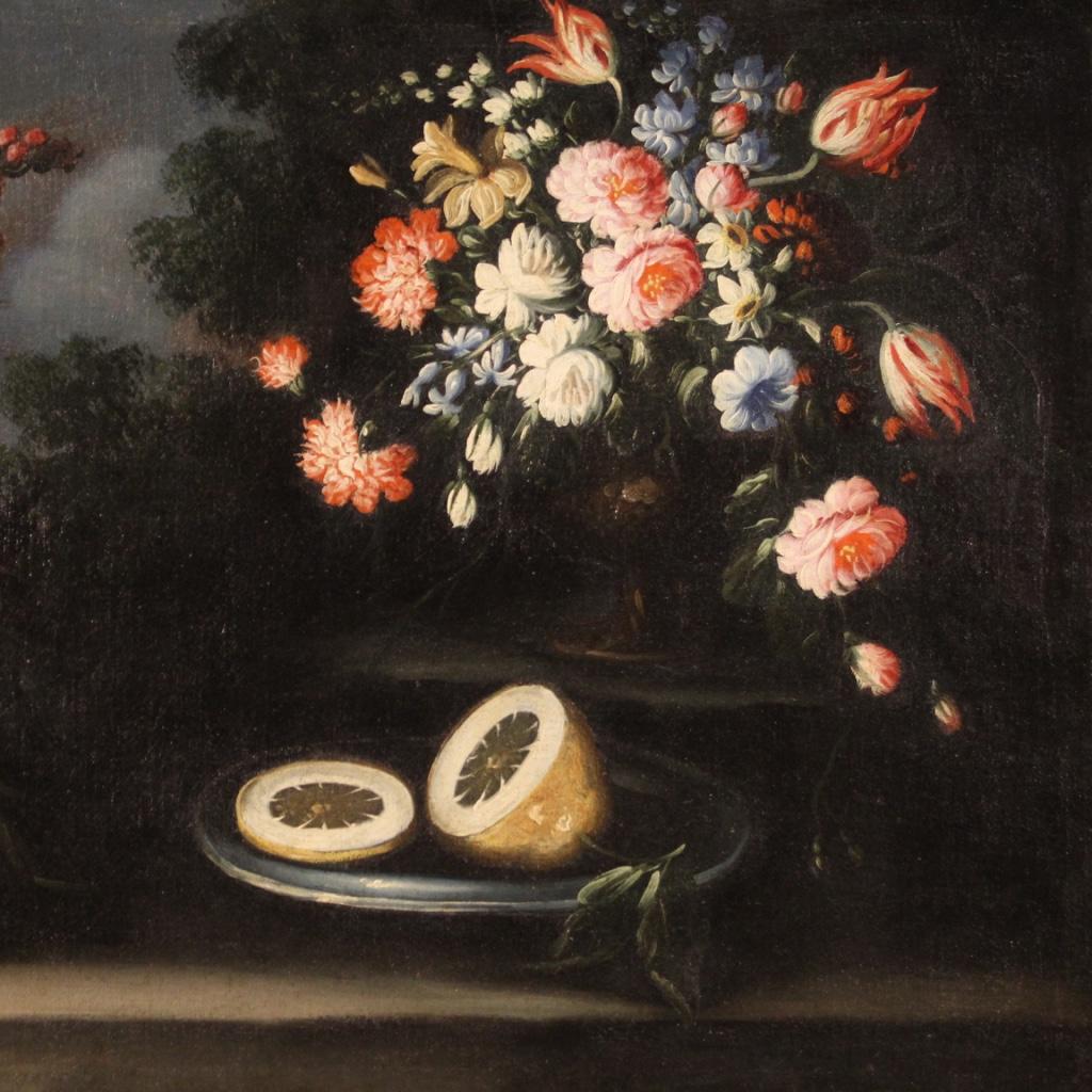 18th Century Oil on Canvas Italian Still Life Painting, 1750 In Good Condition In Vicoforte, Piedmont