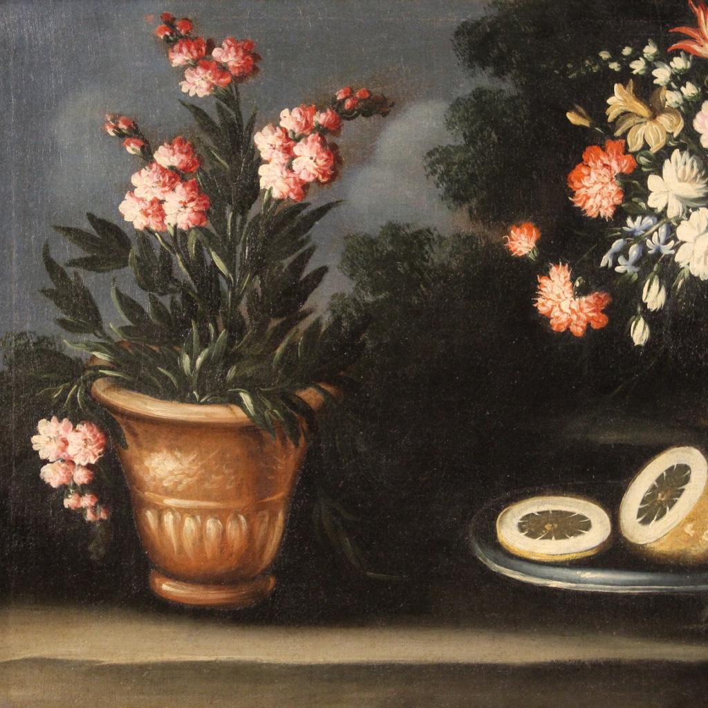 18th Century Oil on Canvas Italian Still Life Painting, 1750 1