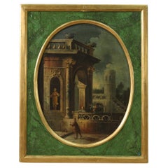 18th Century Oil on Canvas Italian View Architectures Characters Painting, 1760
