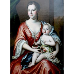 18th Century Oil on Canvas Mother & Child Attr Michael Dahl