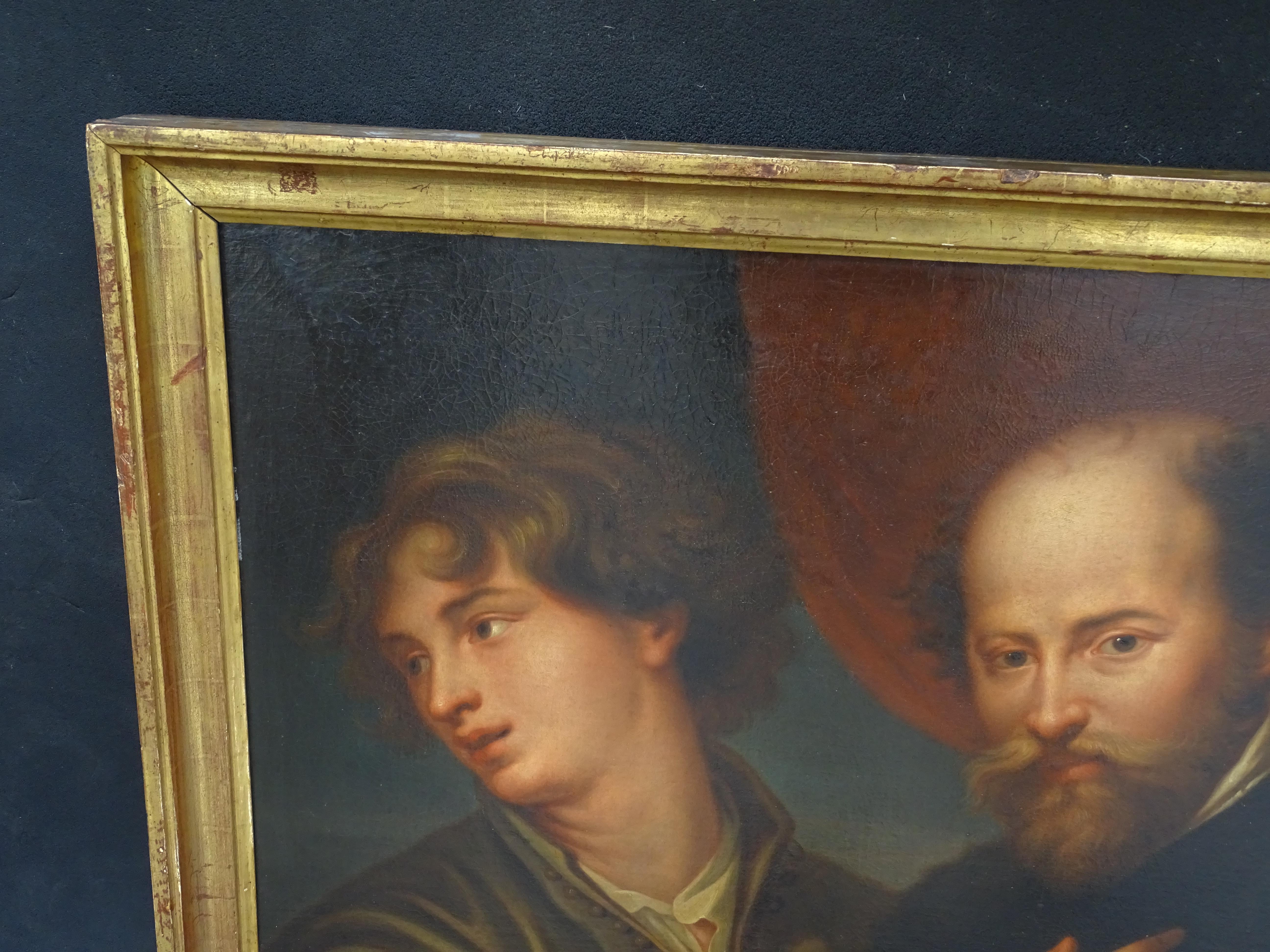 18th Century Oil on Canvas , Painting Italian Baroque Rubens and Van Dyck, 1790 For Sale 11