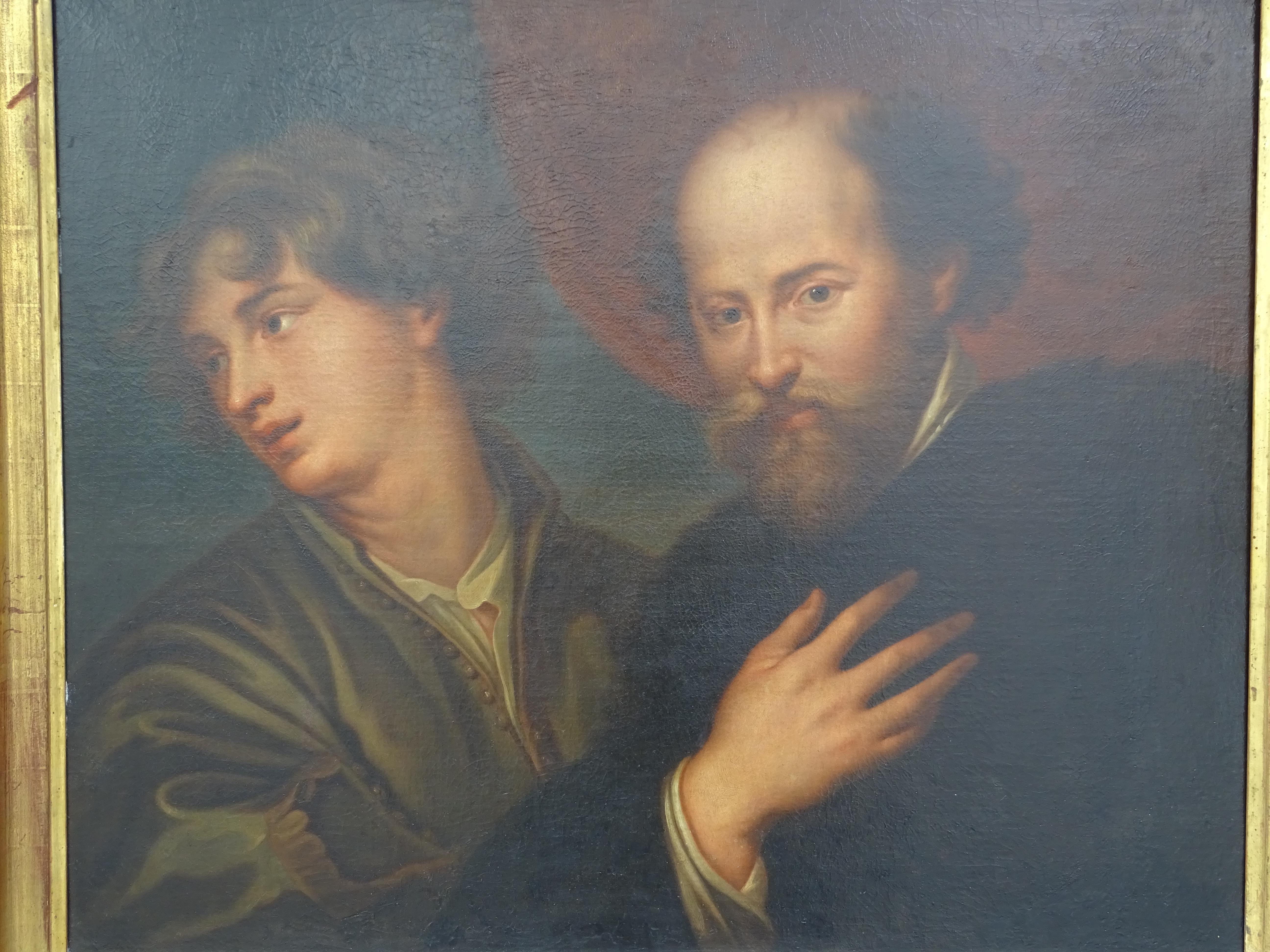 Hand-Painted 18th Century Oil on Canvas , Painting Italian Baroque Rubens and Van Dyck, 1790 For Sale