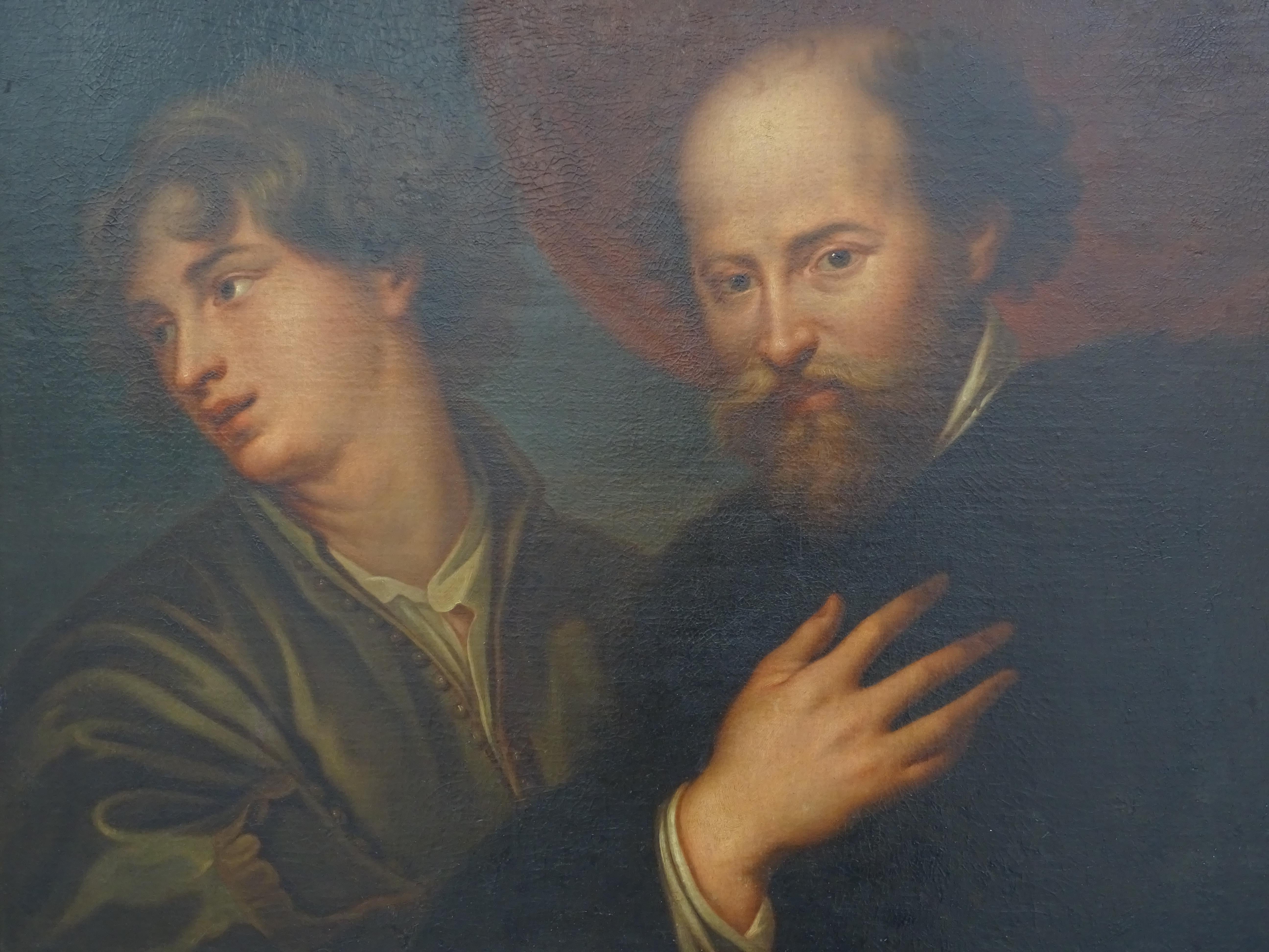 Hand-Painted 18th Century Oil on Canvas , Painting Italian Baroque Rubens and Van Dyck, 1790 For Sale