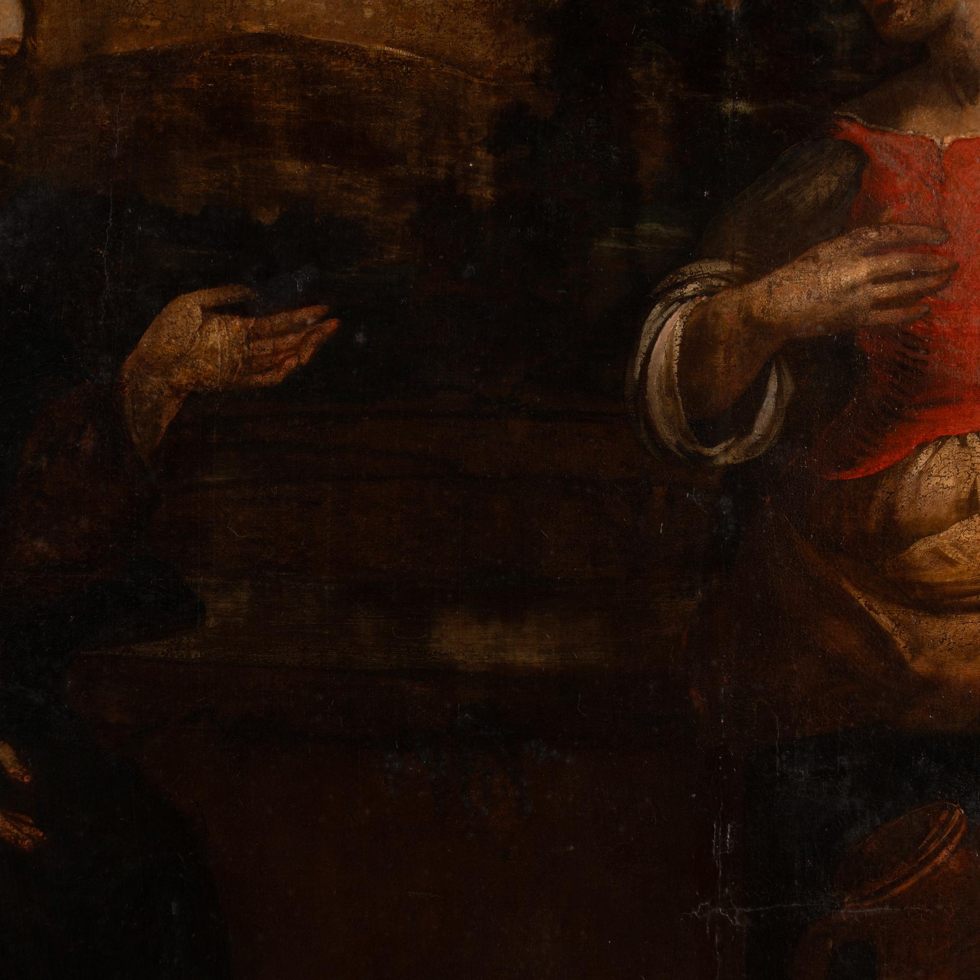 18th Century Oil on Canvas Painting of Christ & Woman at the Well, Portugal For Sale 6