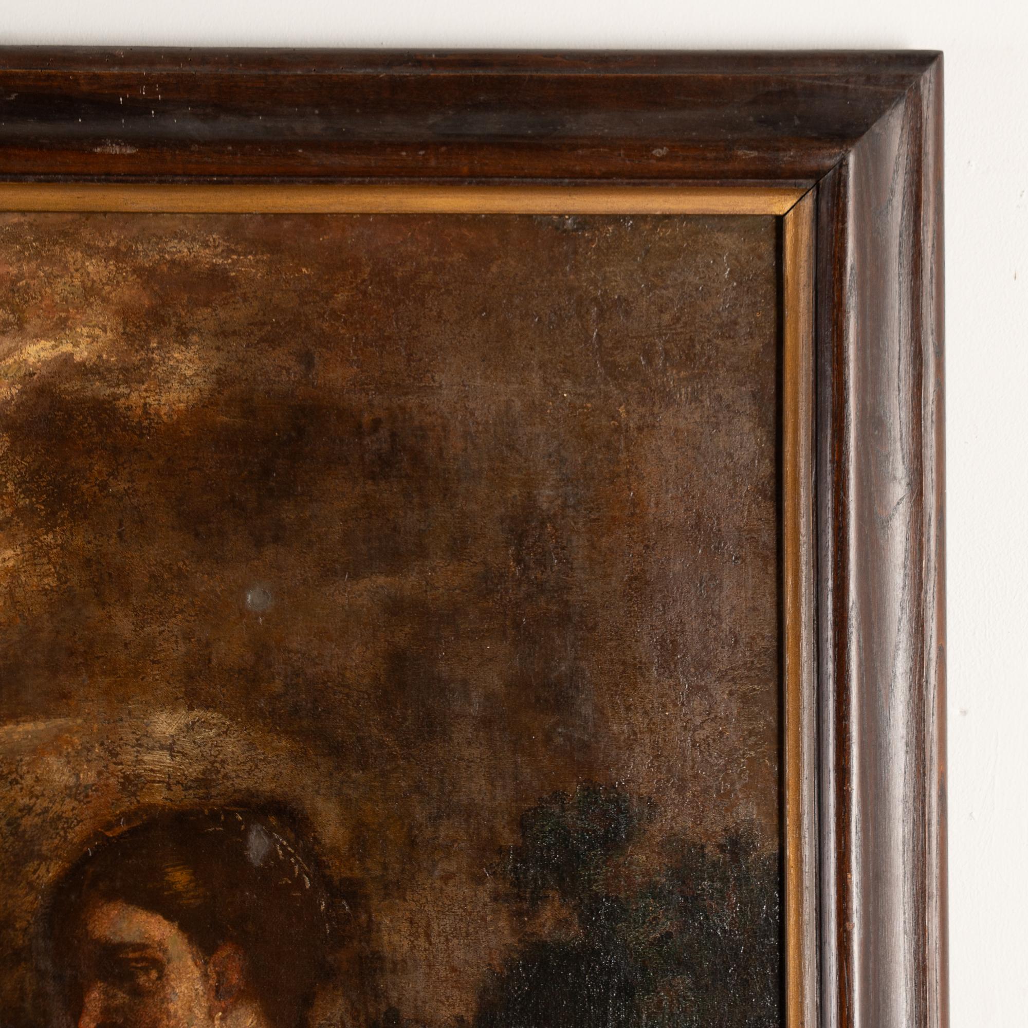 18th Century Oil on Canvas Painting of Christ & Woman at the Well, Portugal In Good Condition For Sale In Round Top, TX