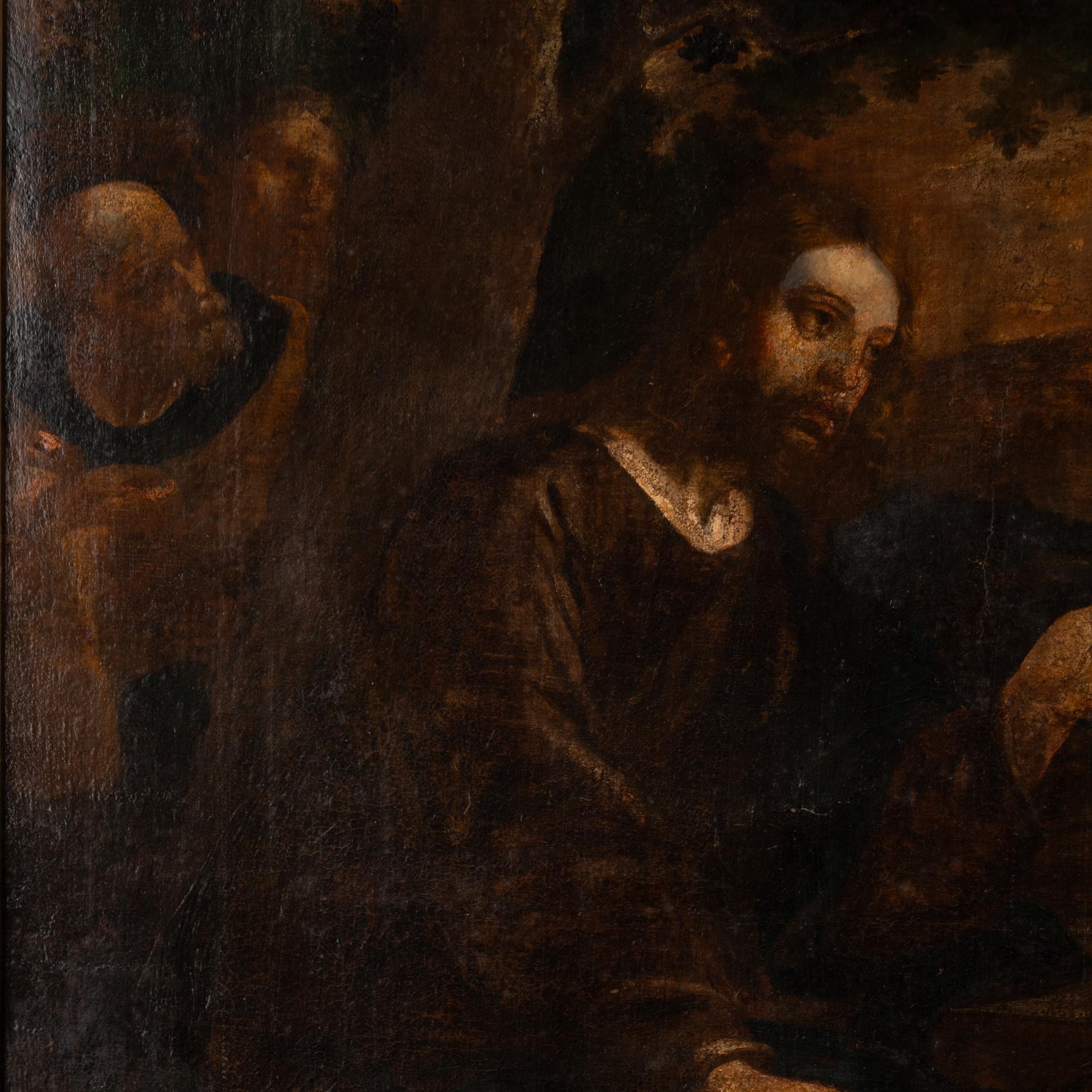 18th Century Oil on Canvas Painting of Christ & Woman at the Well, Portugal For Sale 1
