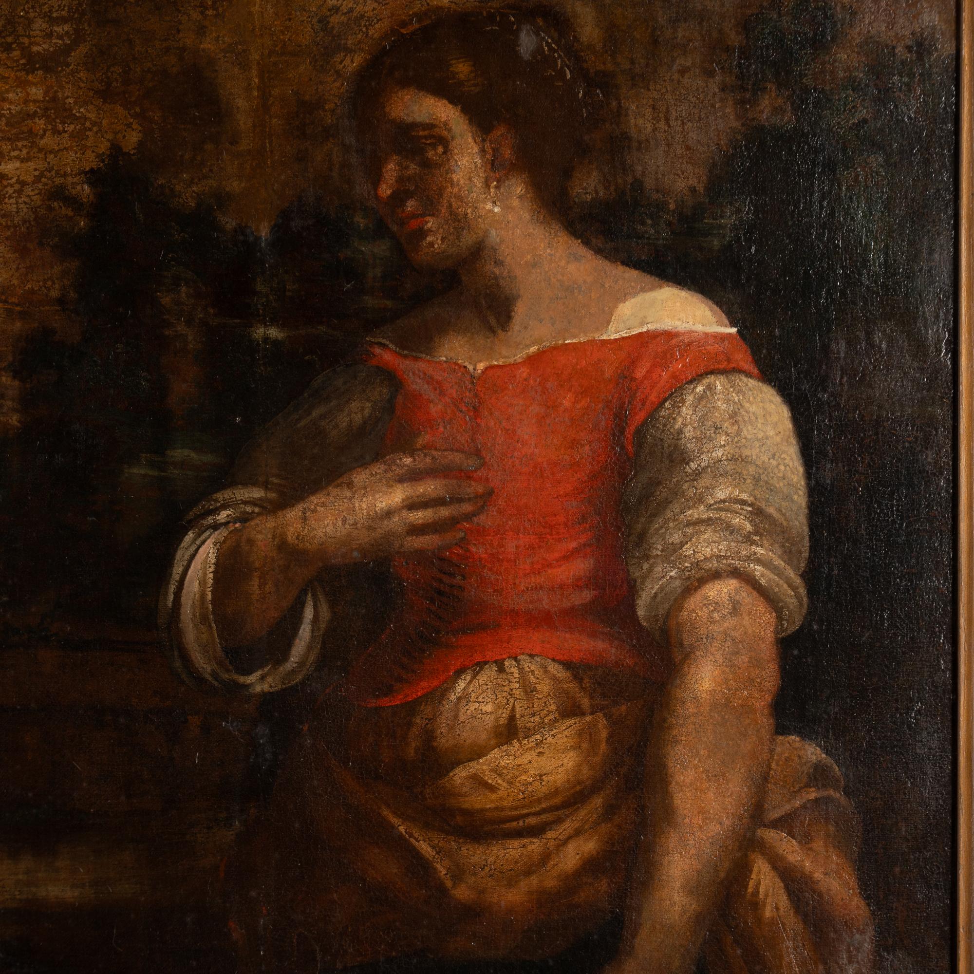 18th Century Oil on Canvas Painting of Christ & Woman at the Well, Portugal For Sale 3