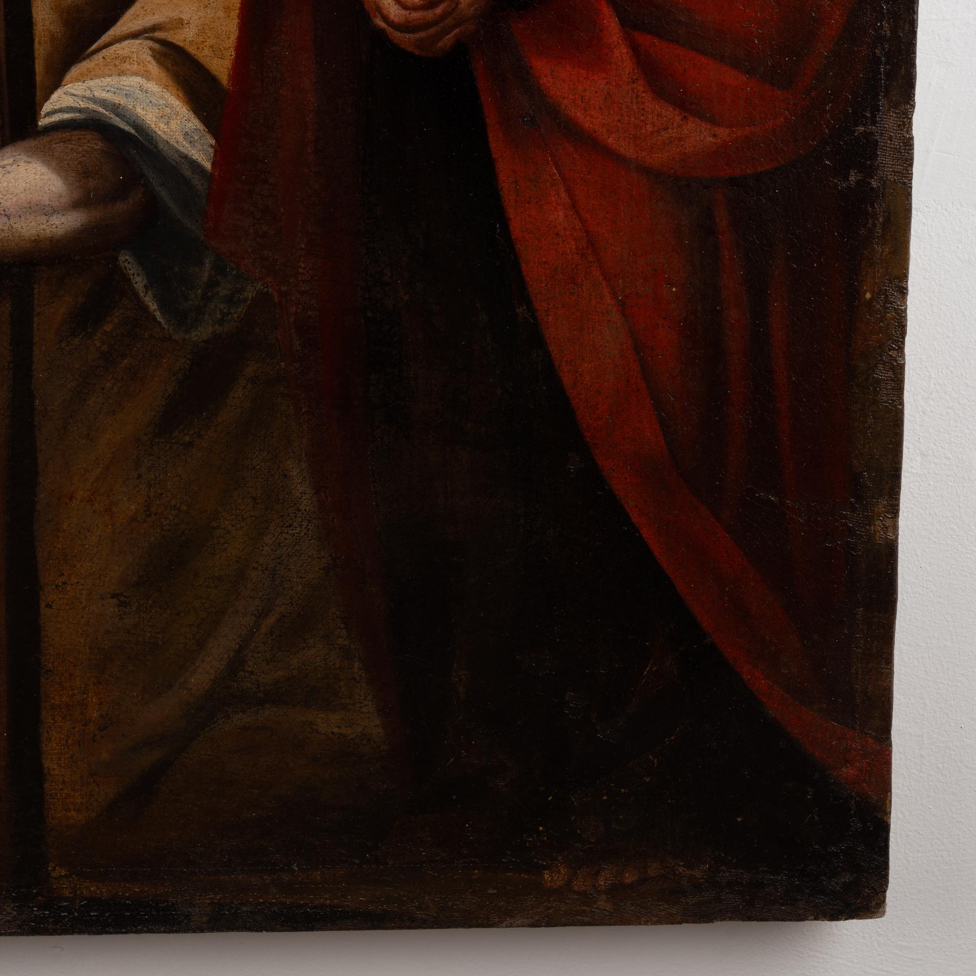 18th Century Oil on Canvas Painting of Crucifixion of Christ with Mother Mary For Sale 6