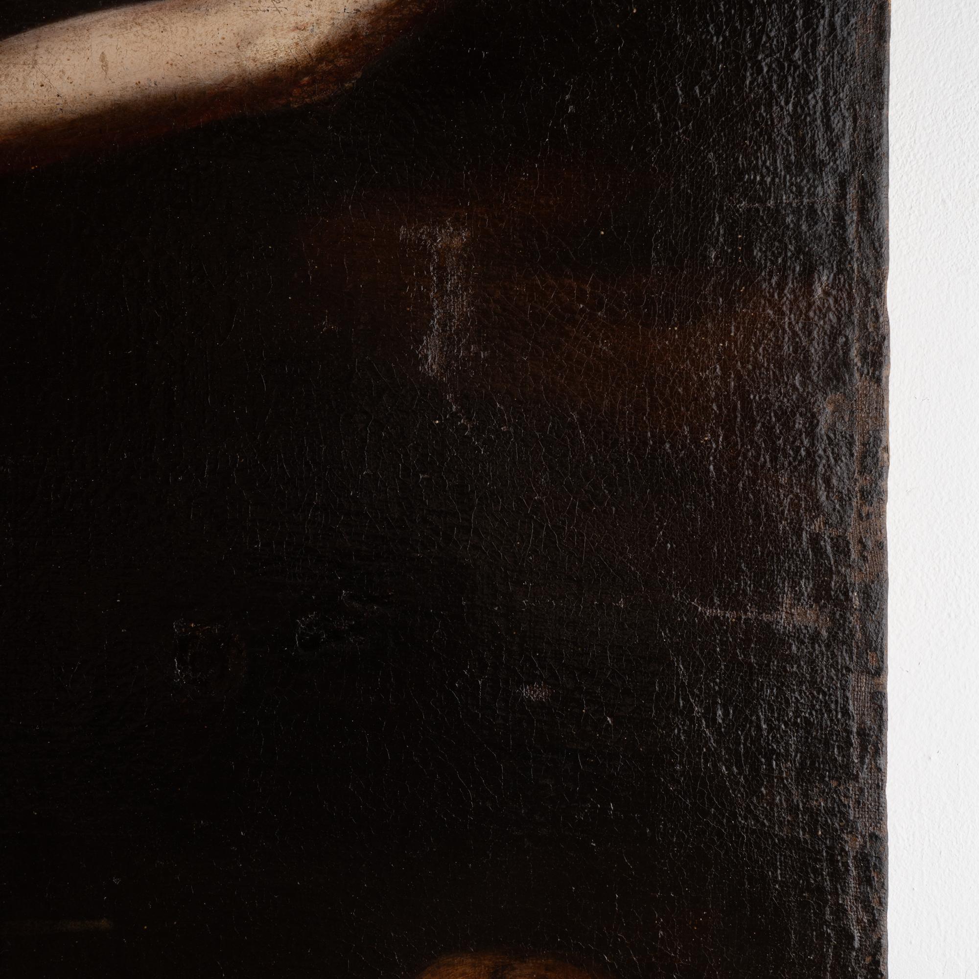 18th Century Oil on Canvas Painting of Crucifixion of Christ with Mother Mary For Sale 7