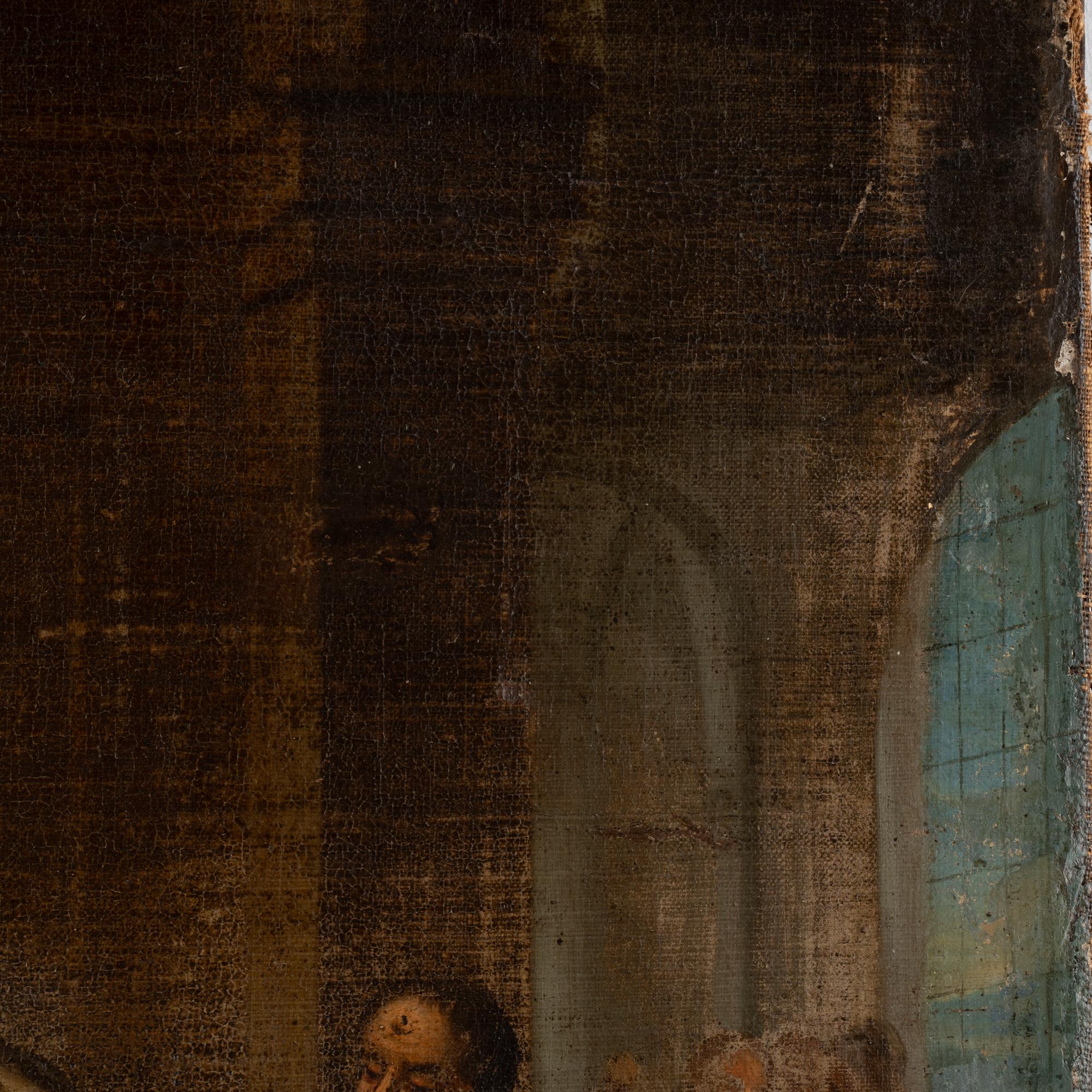 18th Century Oil on Canvas Painting of Young Christ in Temple with Teachers For Sale 7