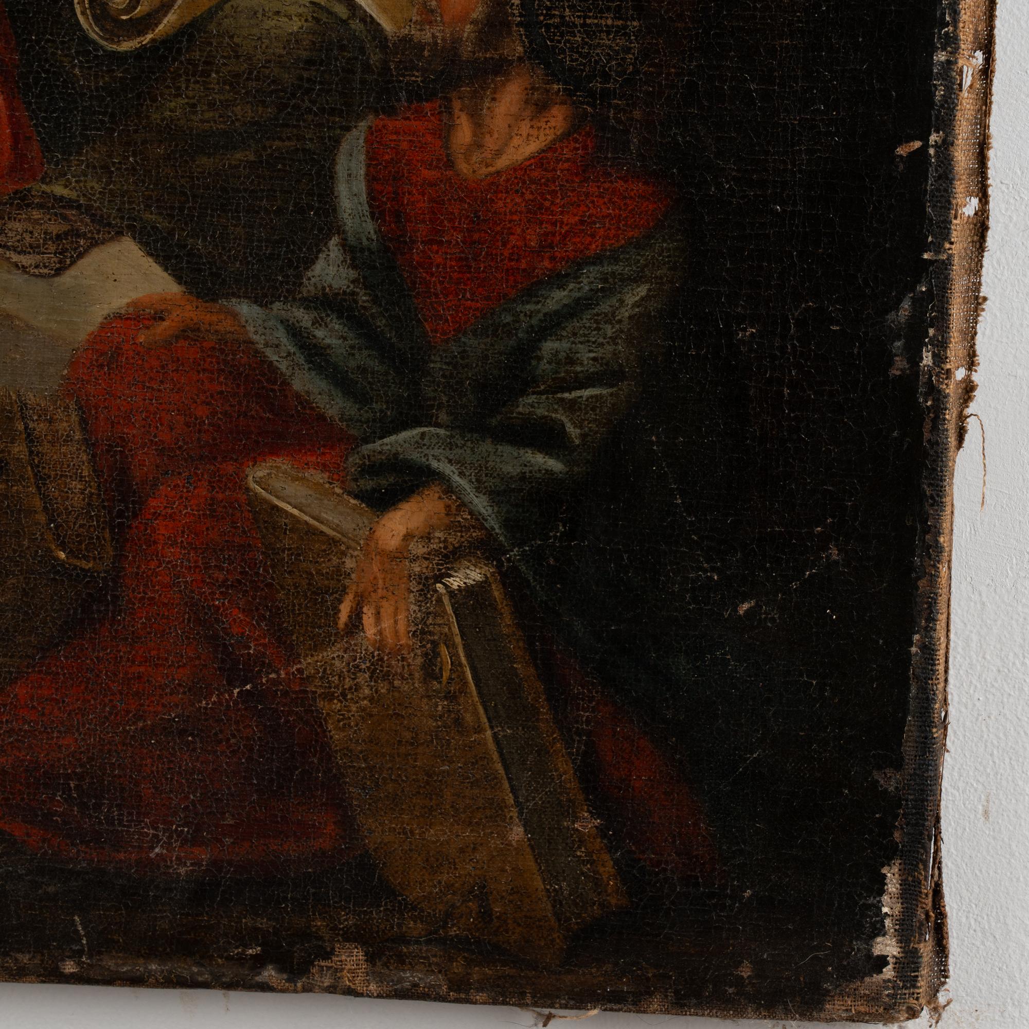 18th Century Oil on Canvas Painting of Young Christ in Temple with Teachers For Sale 3
