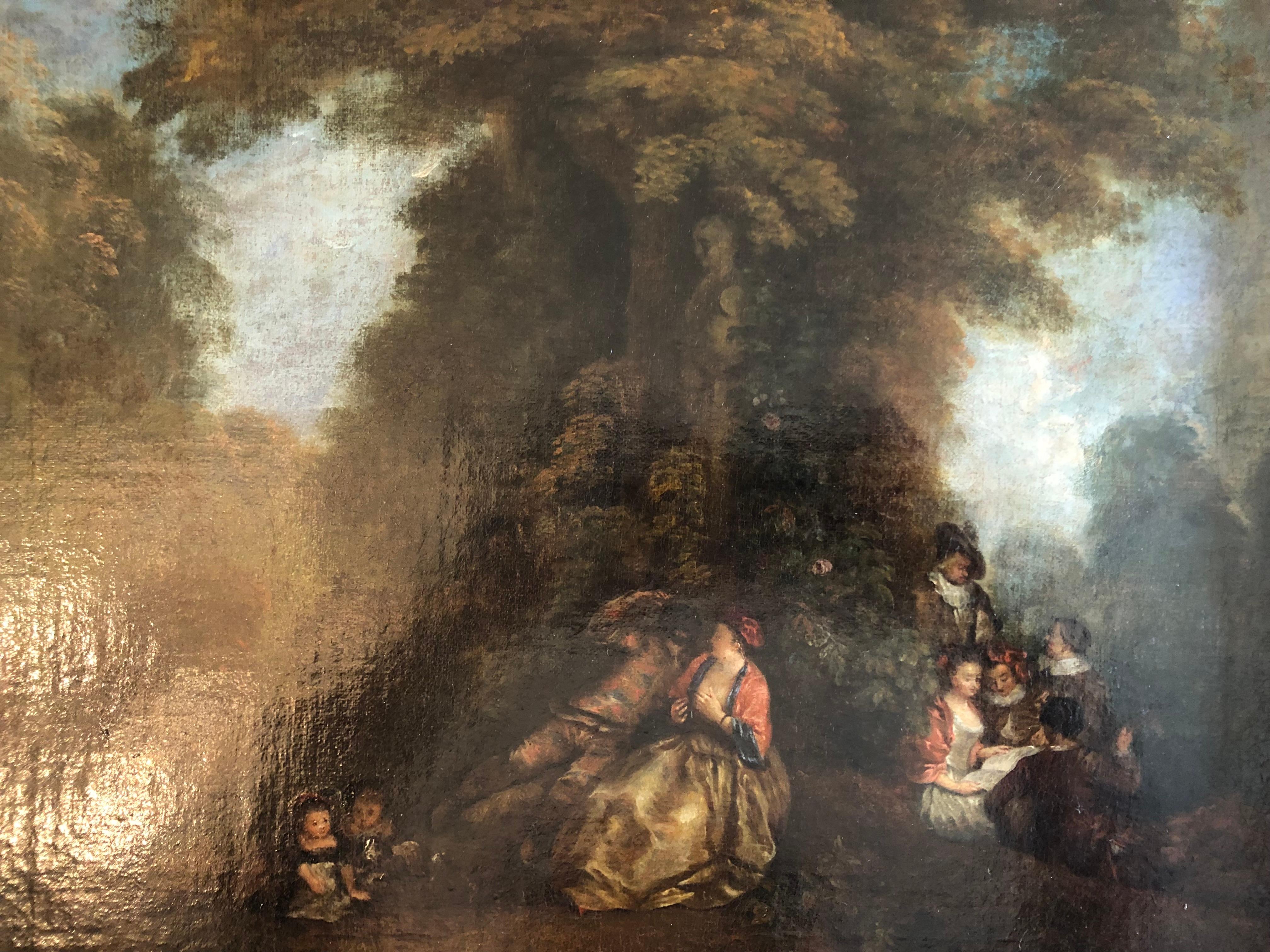 Landscape in the  Style of Jean-Antoine Watteau, 18th Century In Good Condition For Sale In Toronto, CA