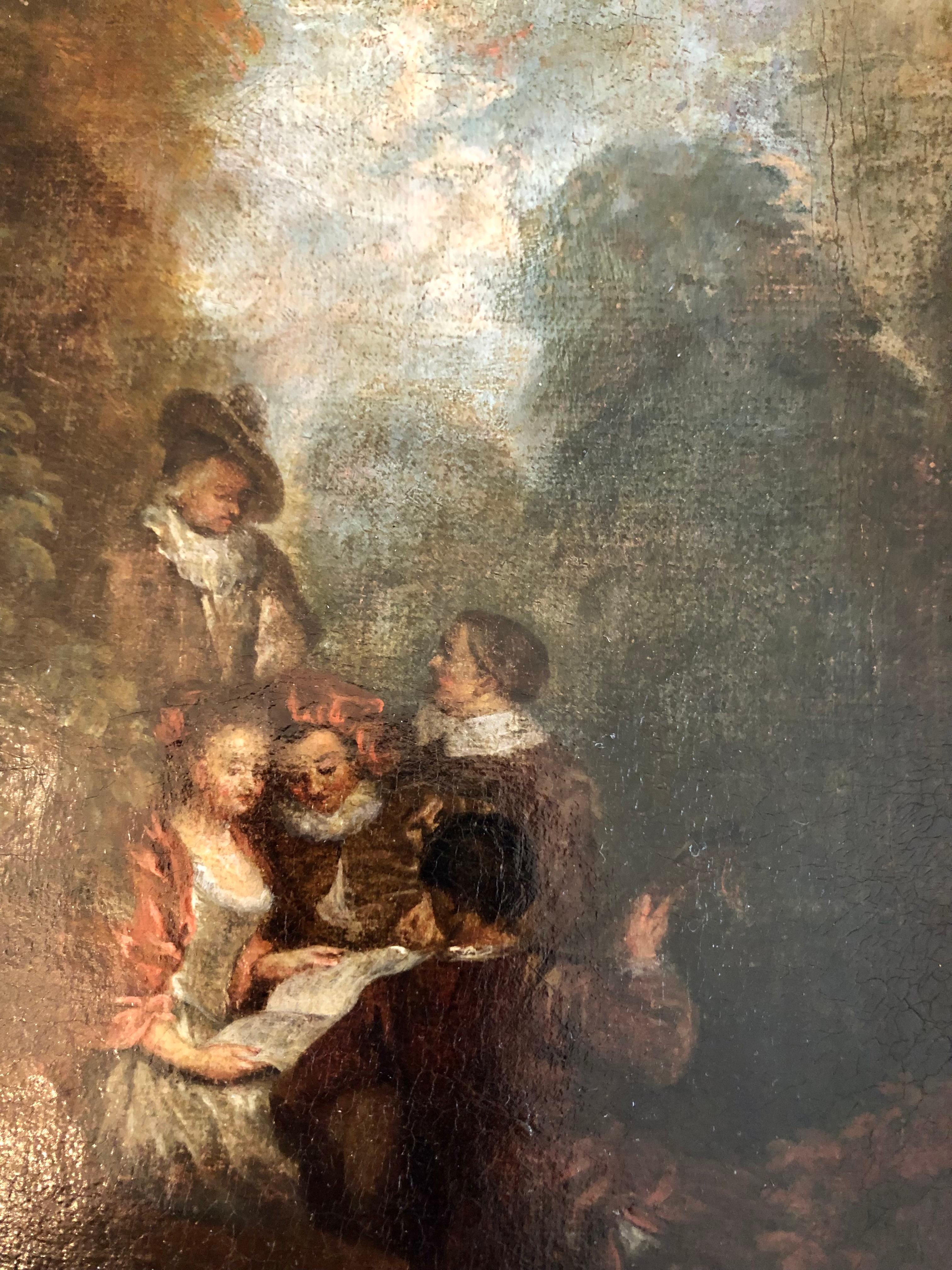 Canvas Landscape in the  Style of Jean-Antoine Watteau, 18th Century For Sale