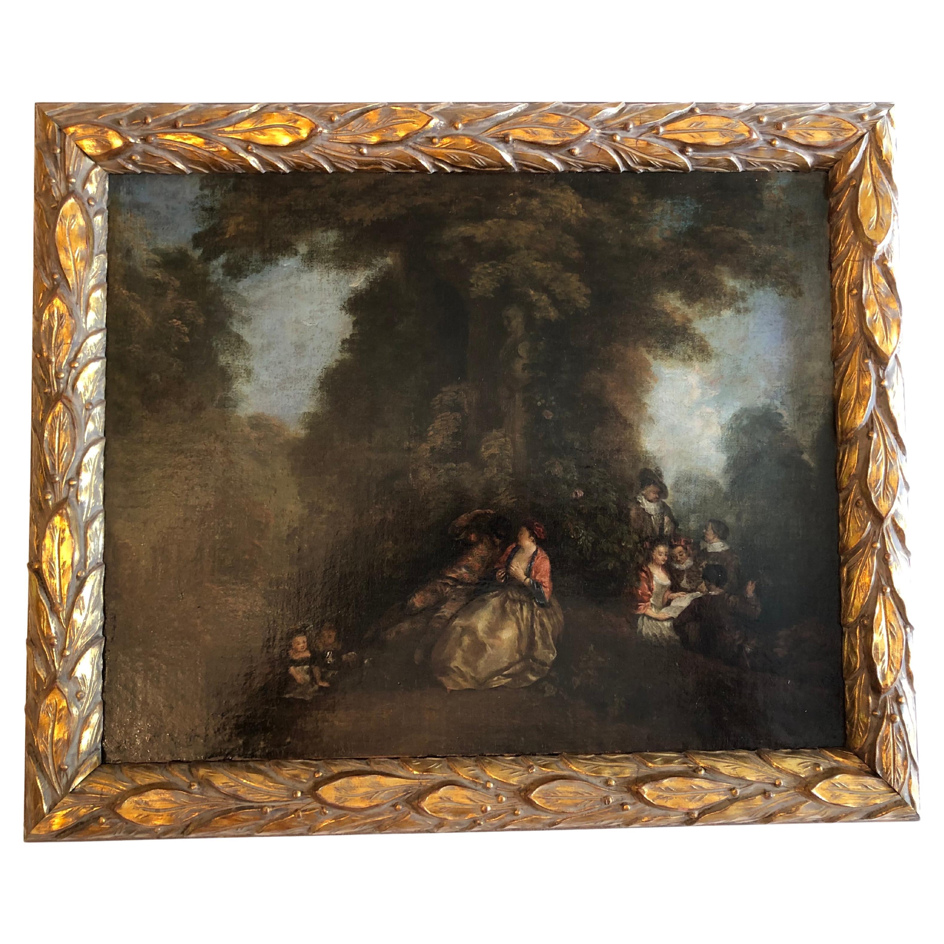 Landscape in the  Style of Jean-Antoine Watteau, 18th Century For Sale
