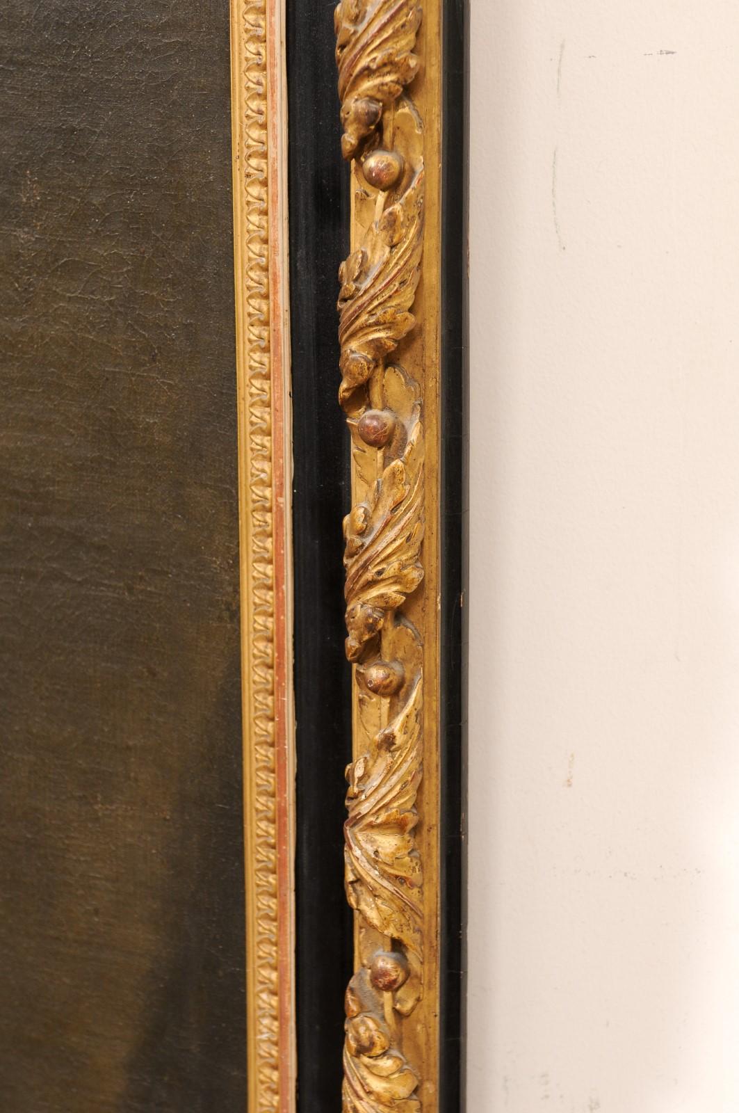 Ölgemälde auf Leinwand, Porträt eines Gentleman, vergoldet, England, 18. Jahrhundert im Angebot 5