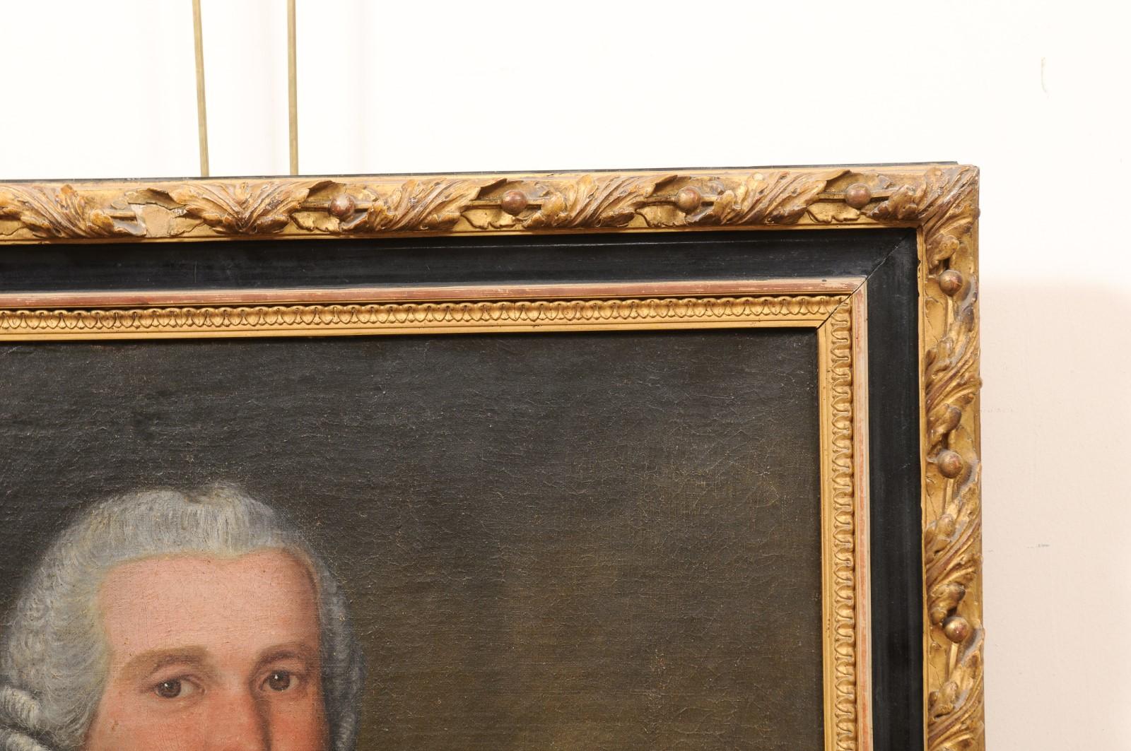 18th Century and Earlier 18th Century Oil on Canvas Portrait of a Gentleman in Gilt Frame, England For Sale
